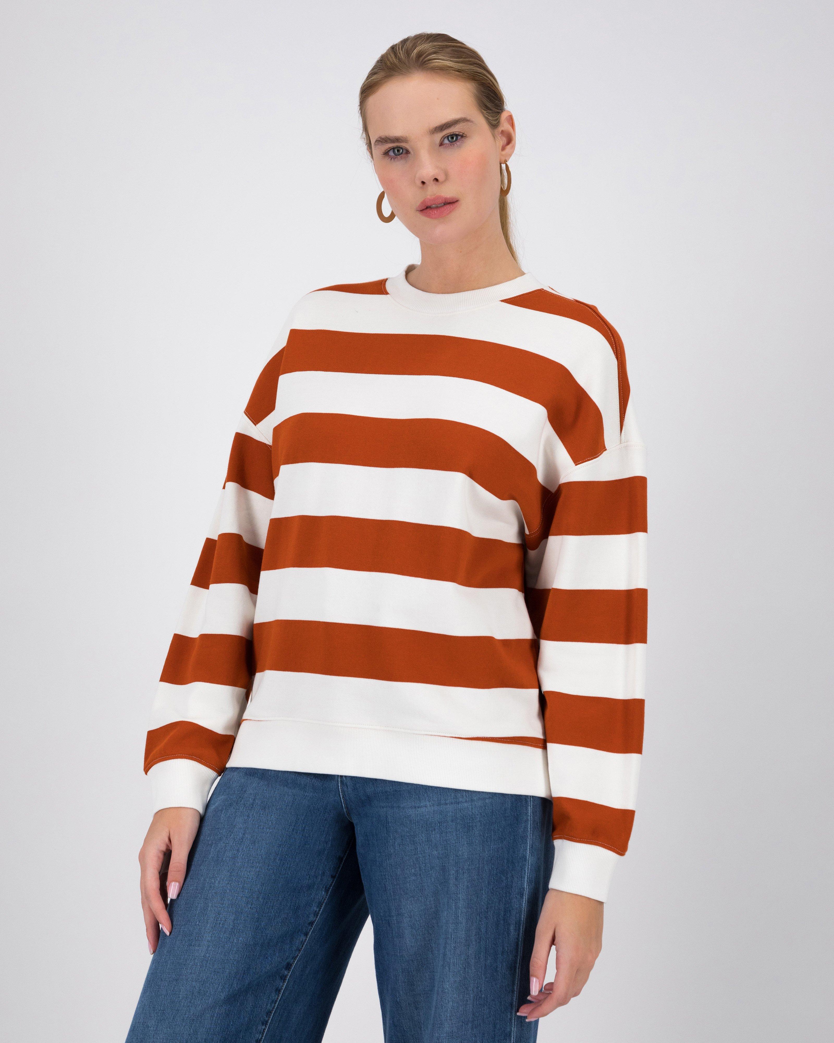 Malakai Stripe Sweat -  Brown