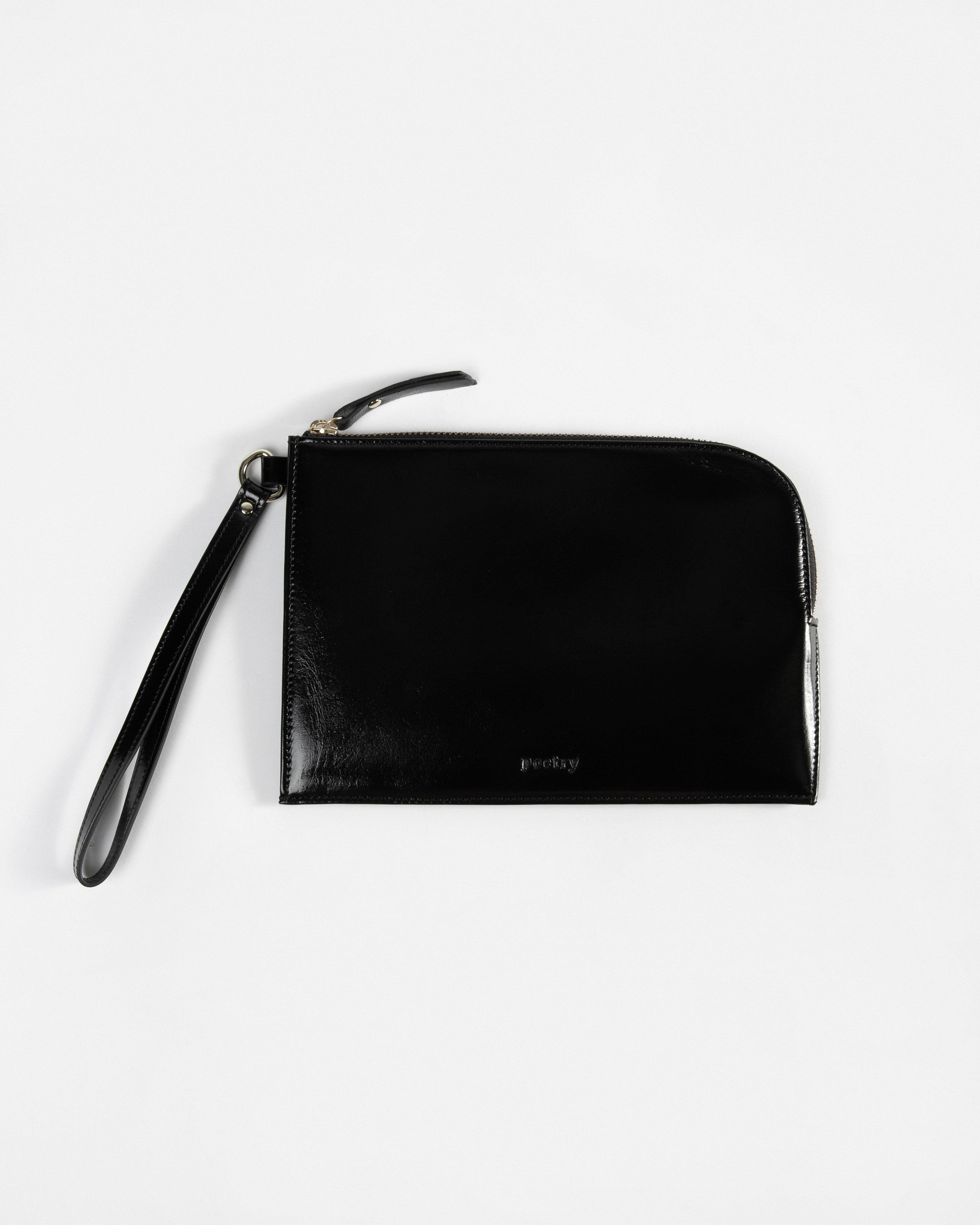 Bea Patent Leather Pouch -  Black