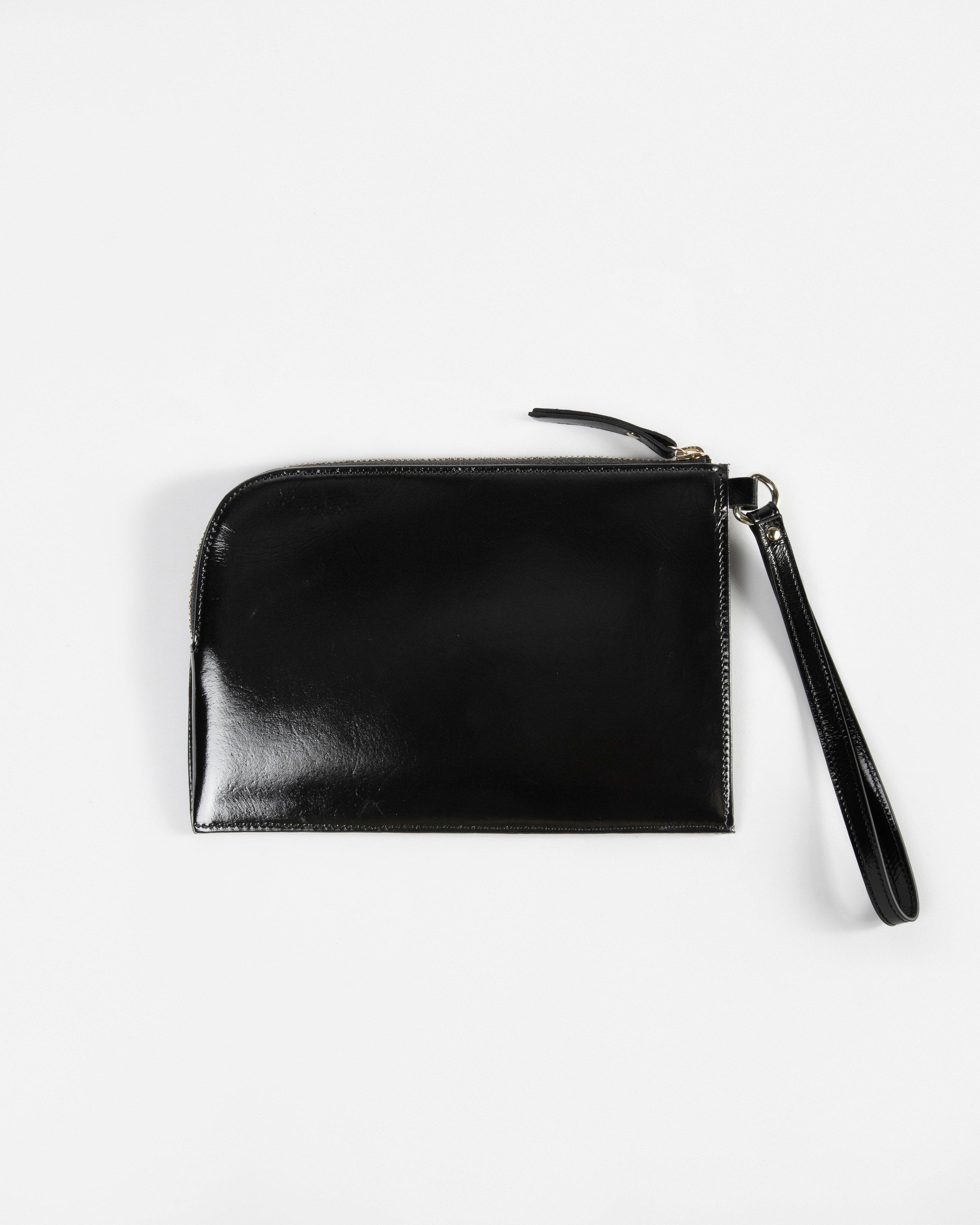 Bea Patent Leather Pouch -  Black