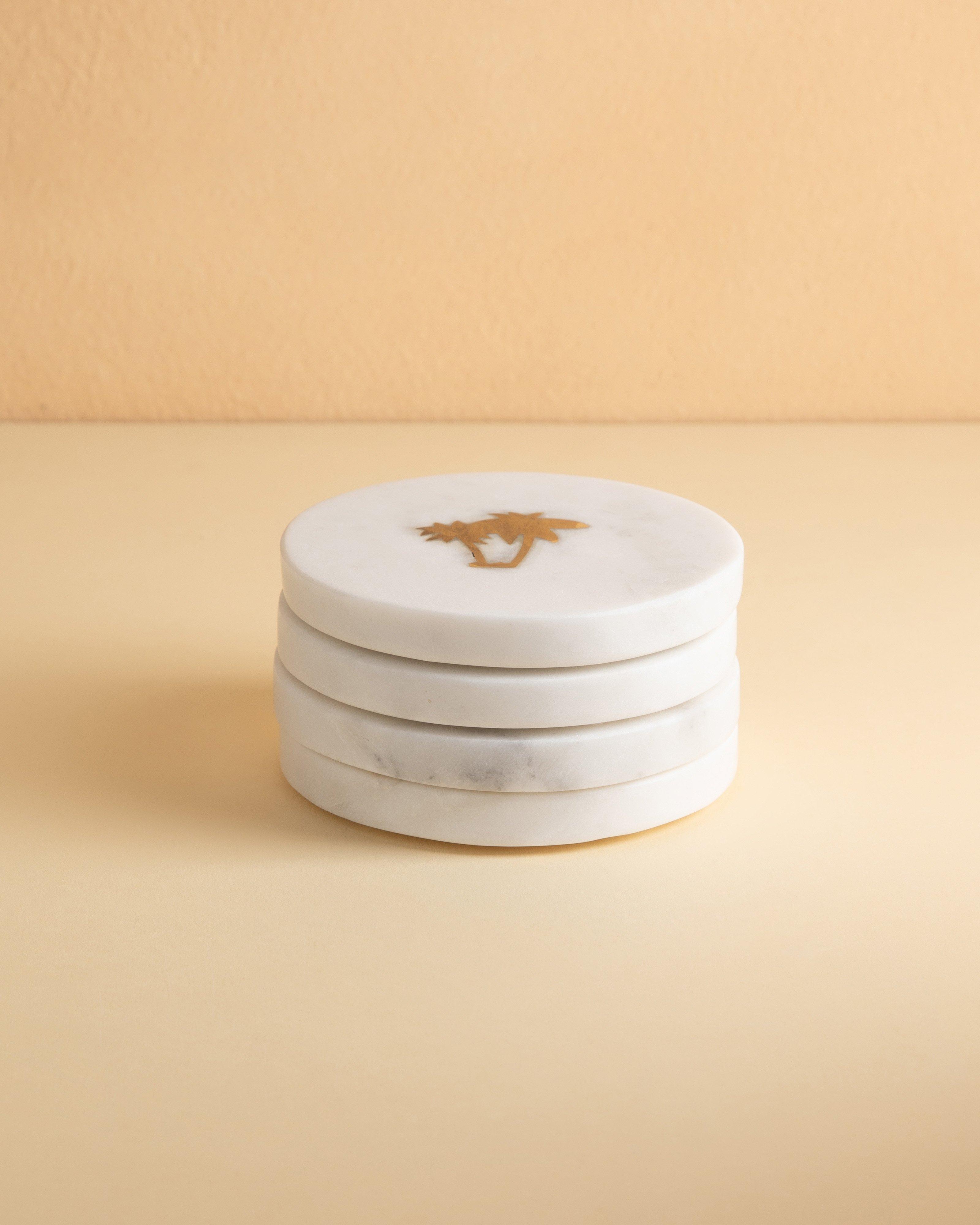 Palm Coaster Set -  White