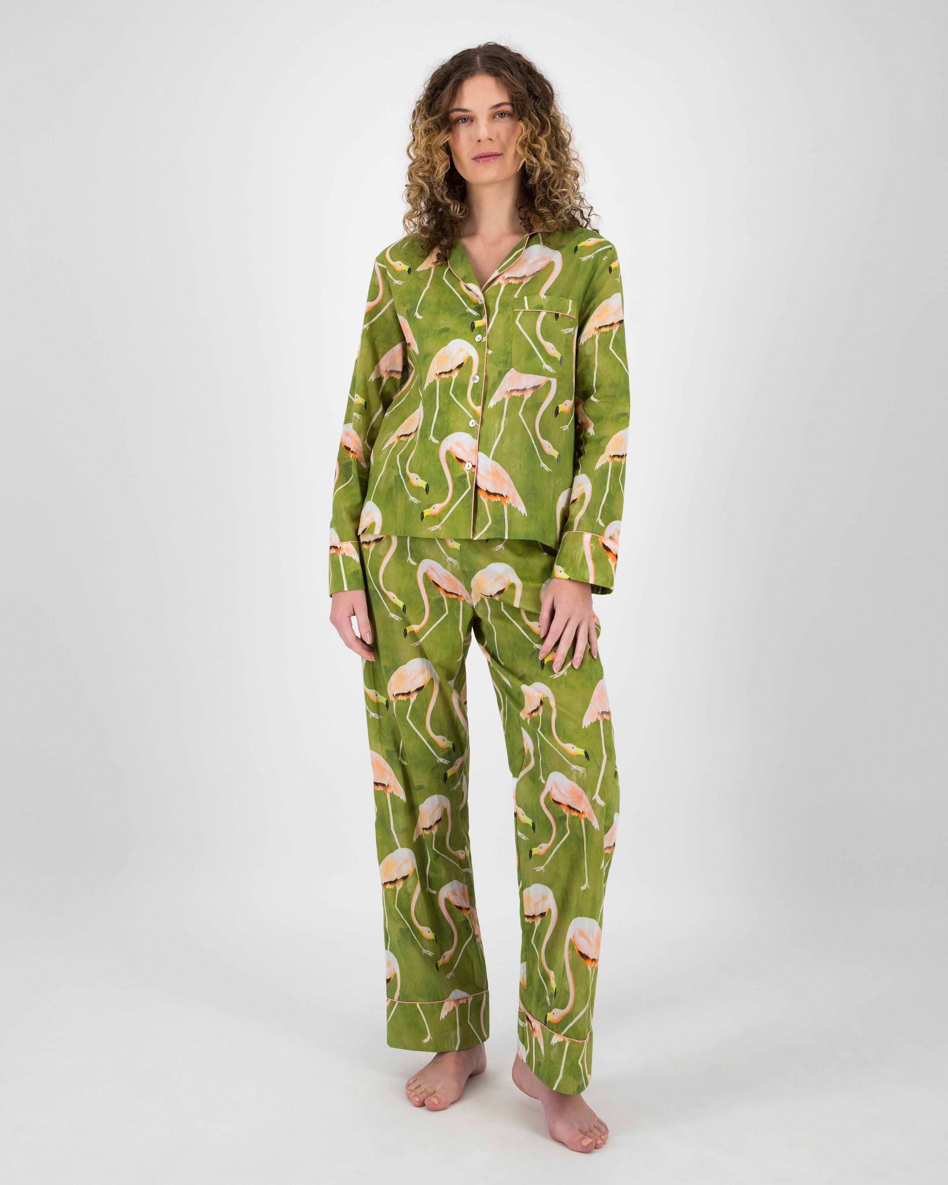 Sonny Flamingo Print Sleep Set -  Green