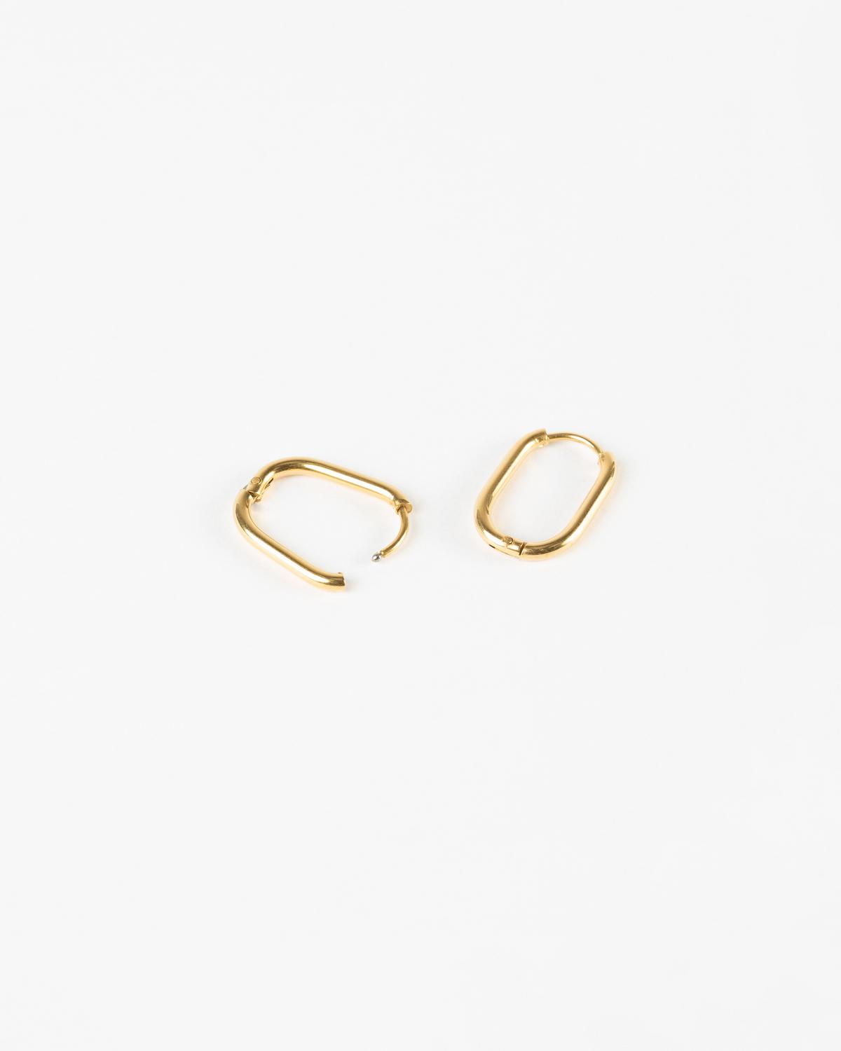Stainless Steel Classic Oval Huggie Earrings  -  Gold