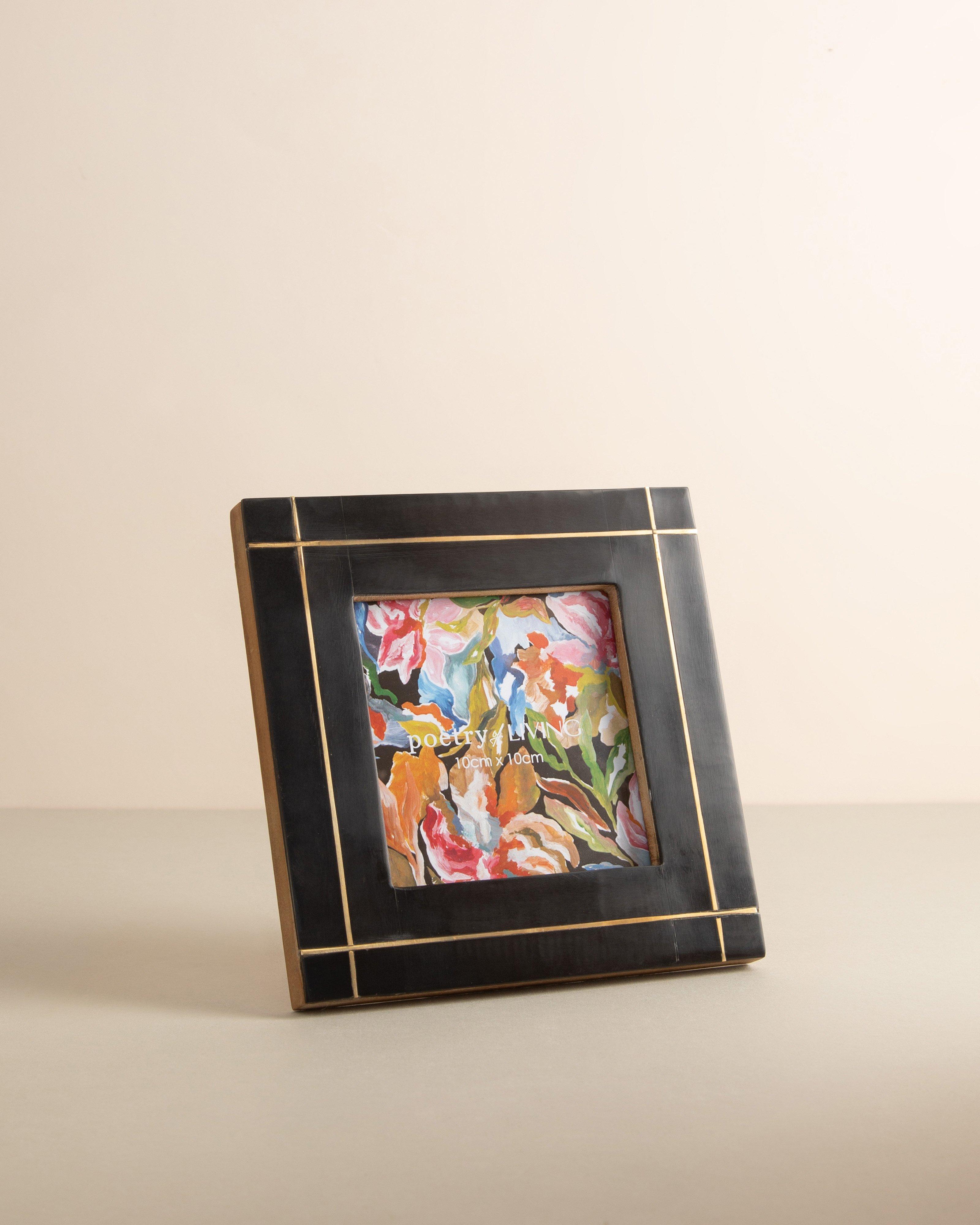 Resin Frame with Brass Border Inlay -  Black