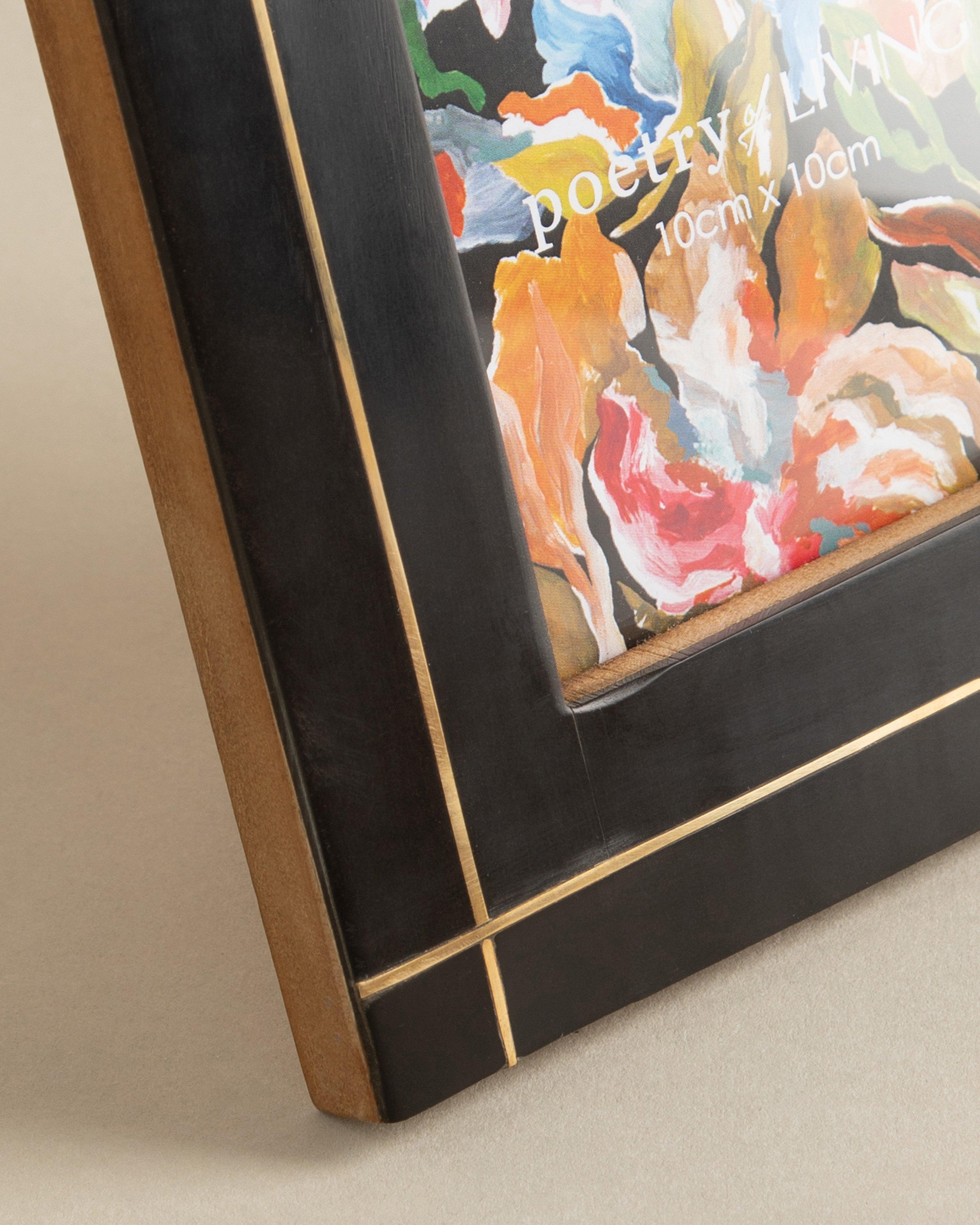 Resin Frame with Brass Border Inlay -  Black