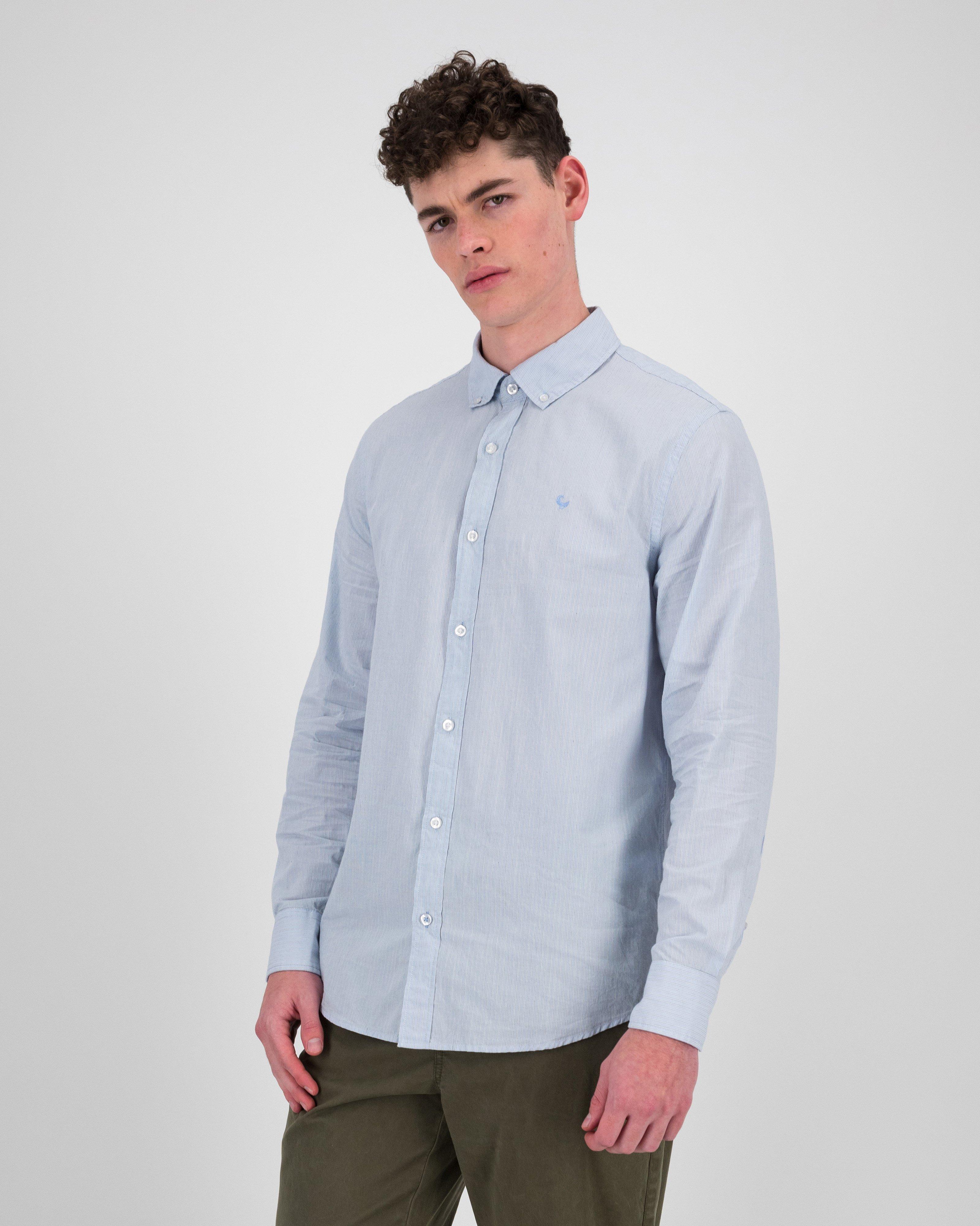 Old Khaki Men’s Seersucker Stripe Shirt -  Light Blue