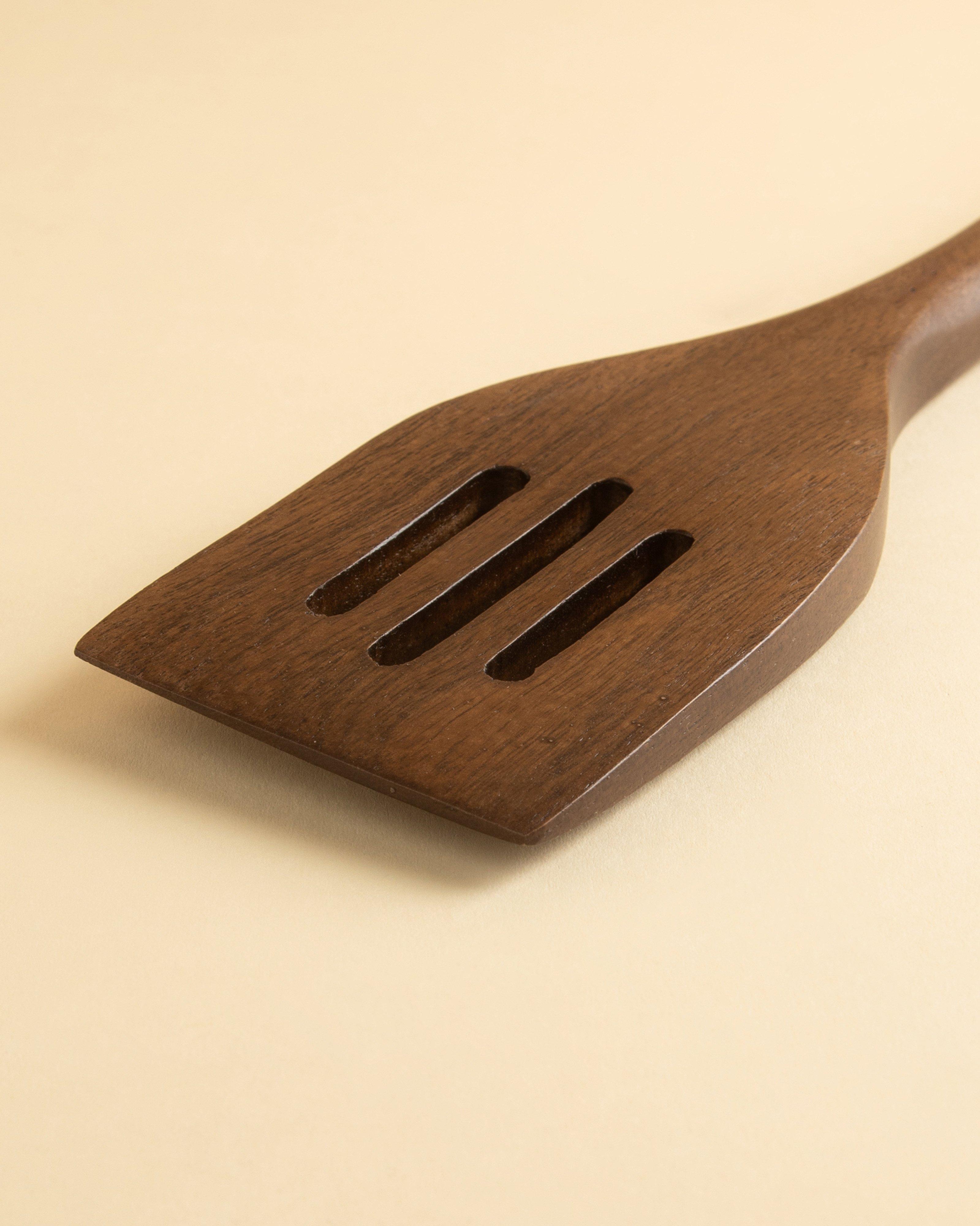 Wooden Slotted Spoon -  Brown