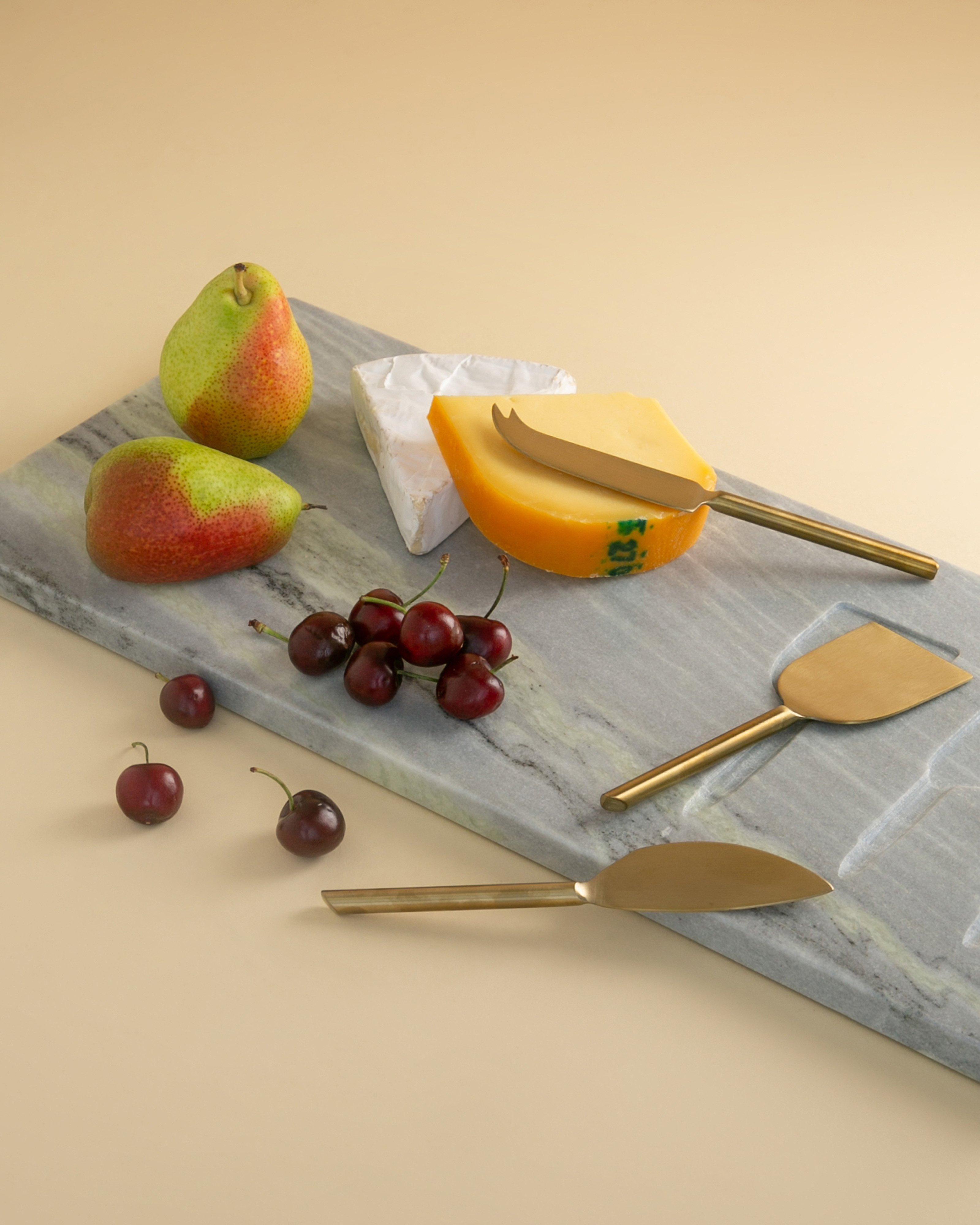 Onyx Marble Board and Cheese Knife Set -  Green