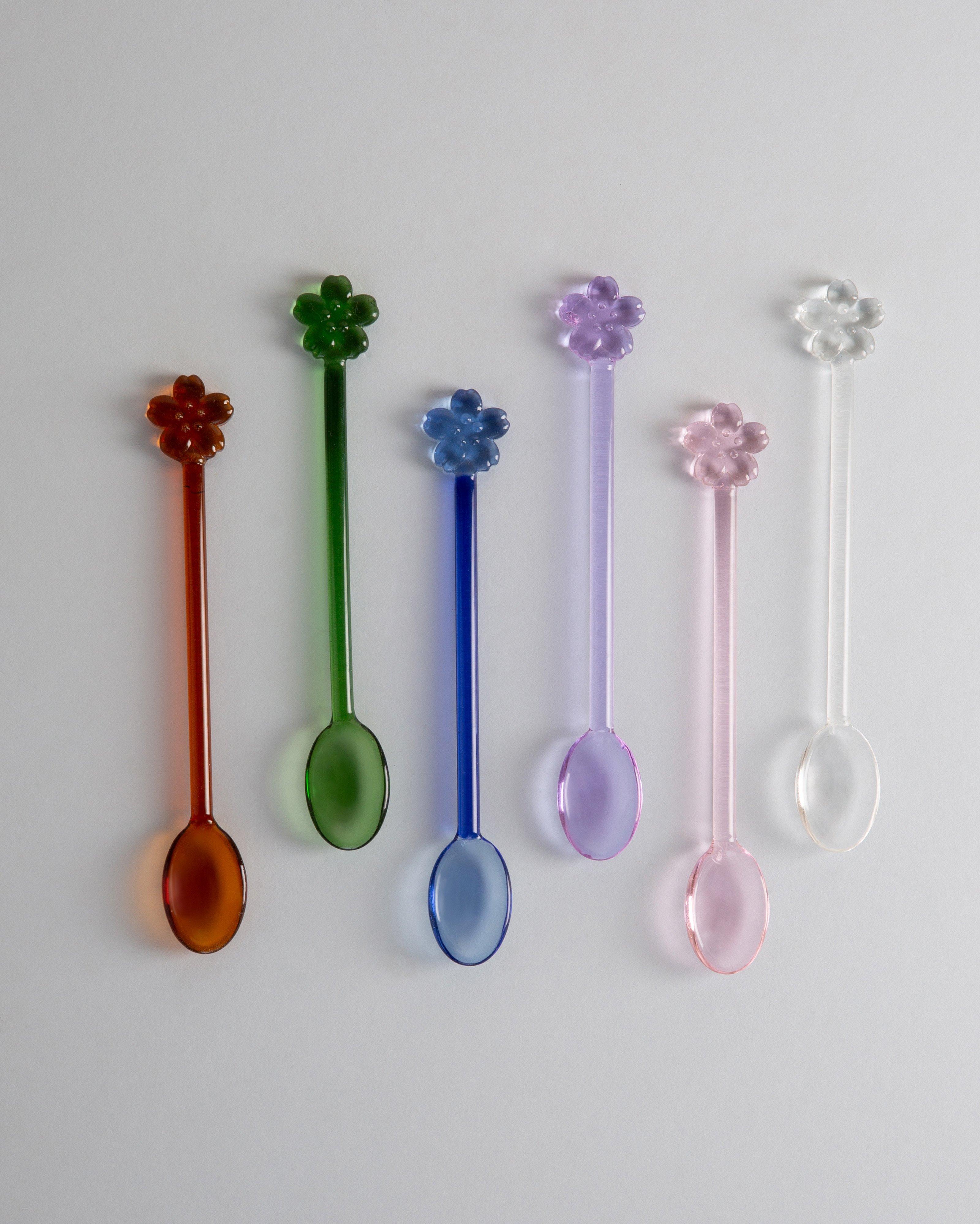 Bloom Glass Sugar Spoon Set -  Assorted