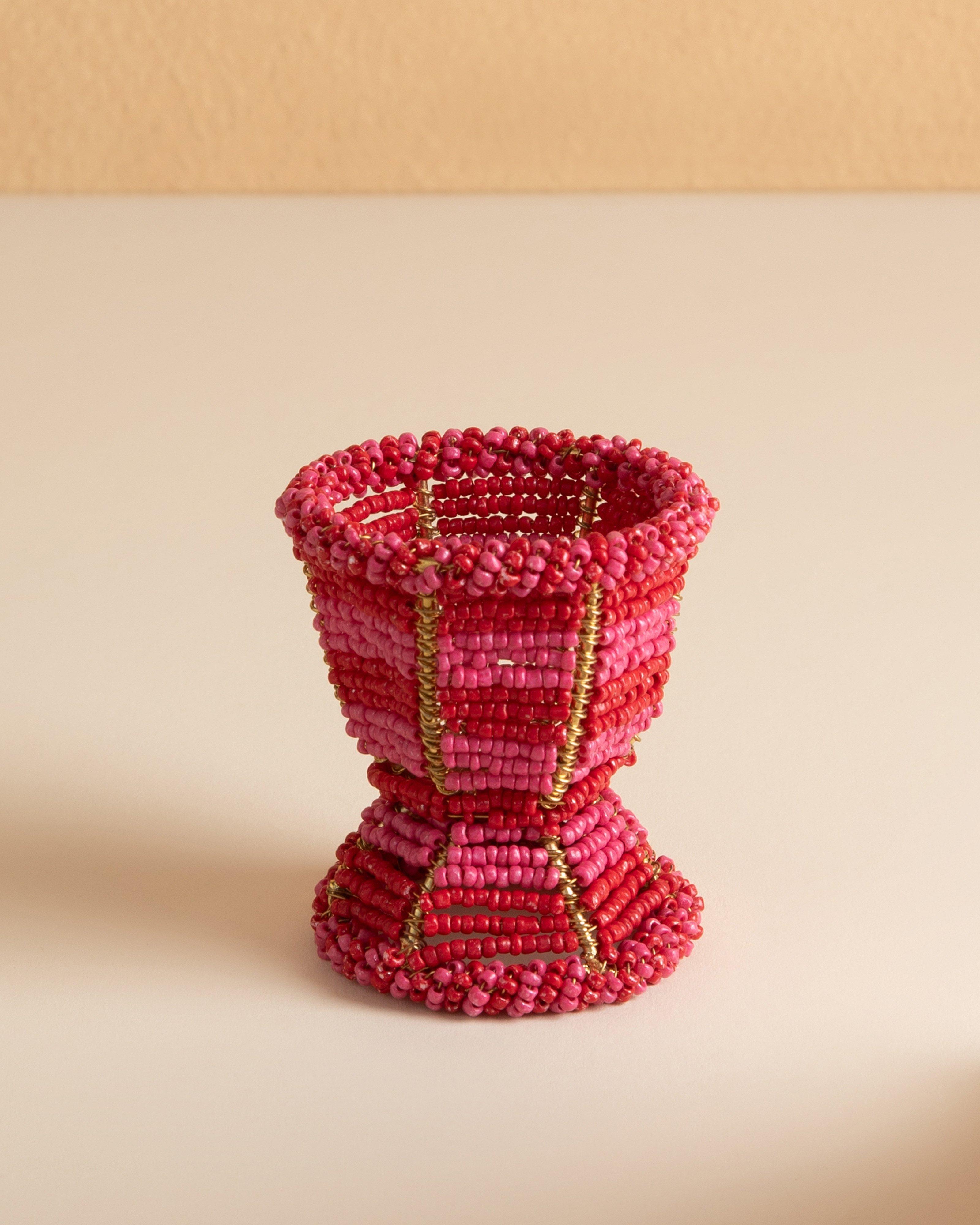 Beaded Egg Cup -  Red