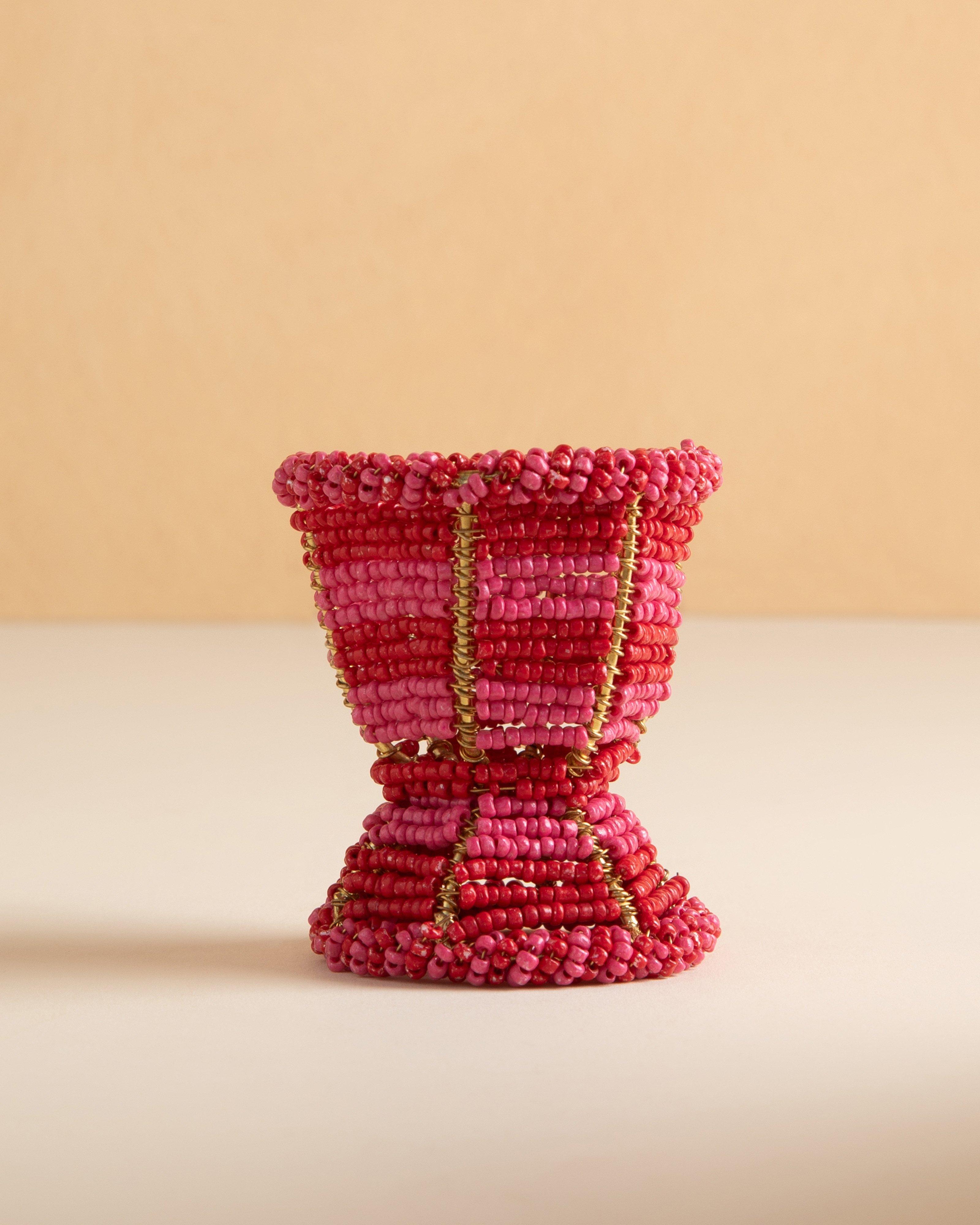 Beaded Egg Cup -  Red