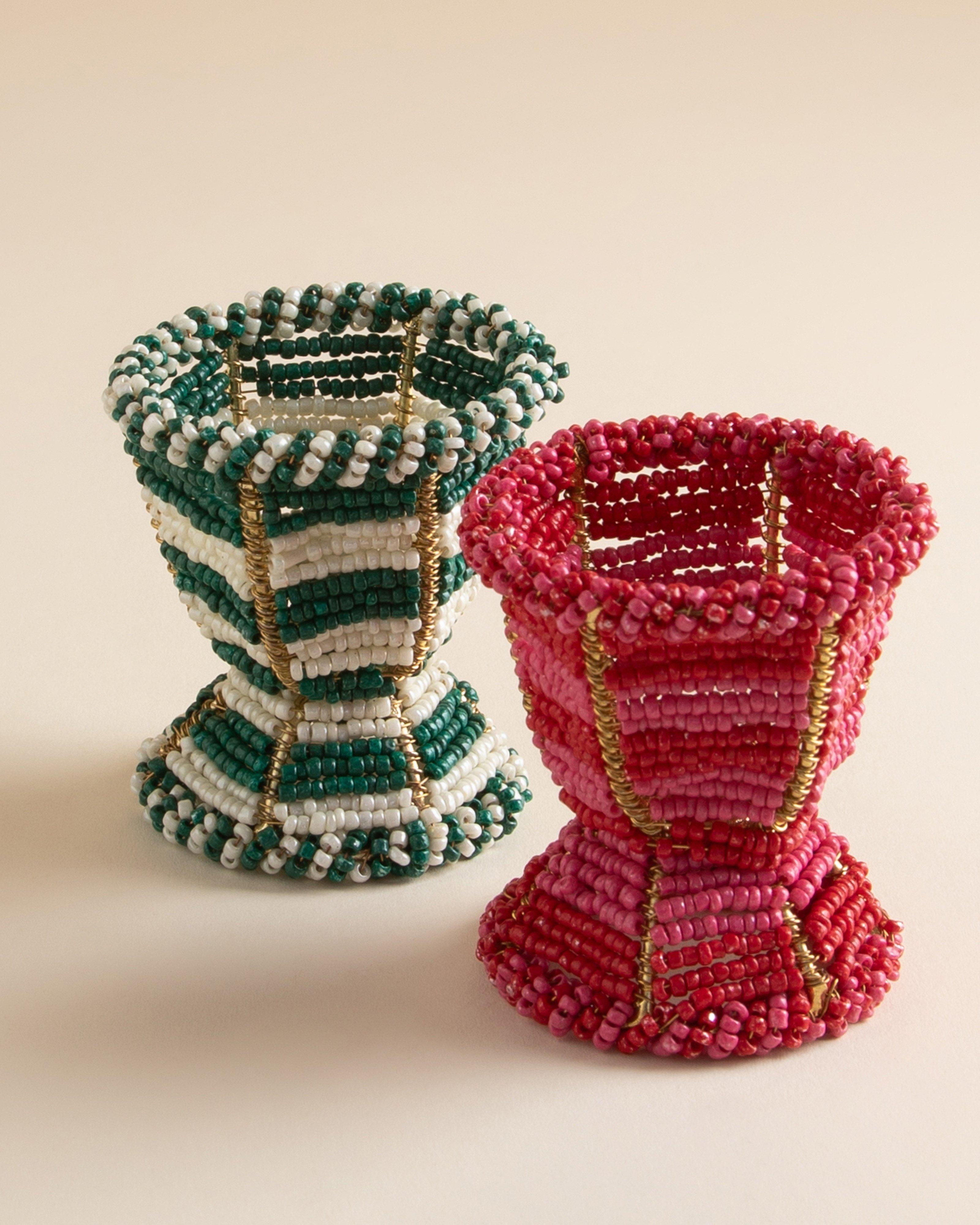 Beaded Egg Cup -  Red