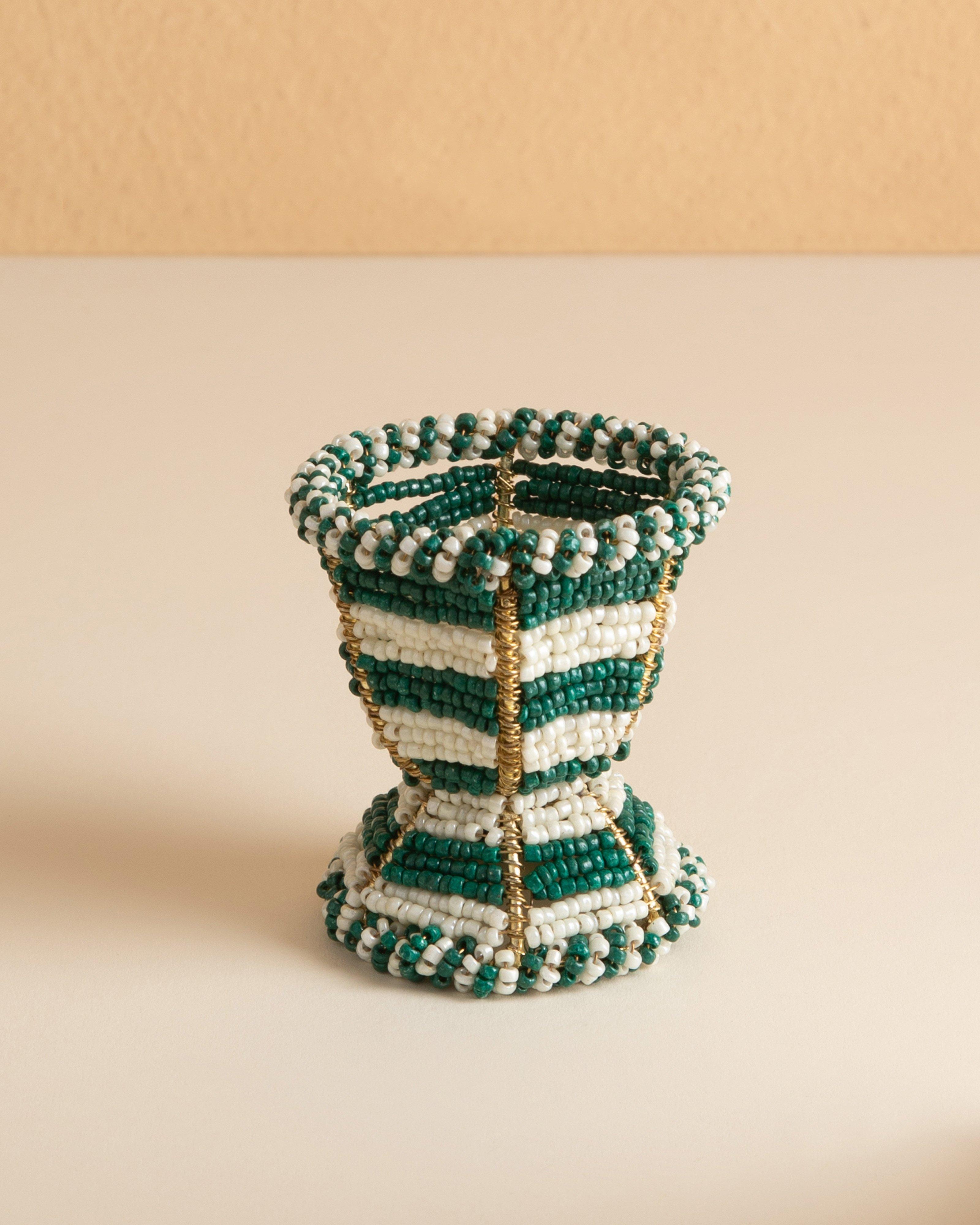 Beaded Egg Cup -  Green