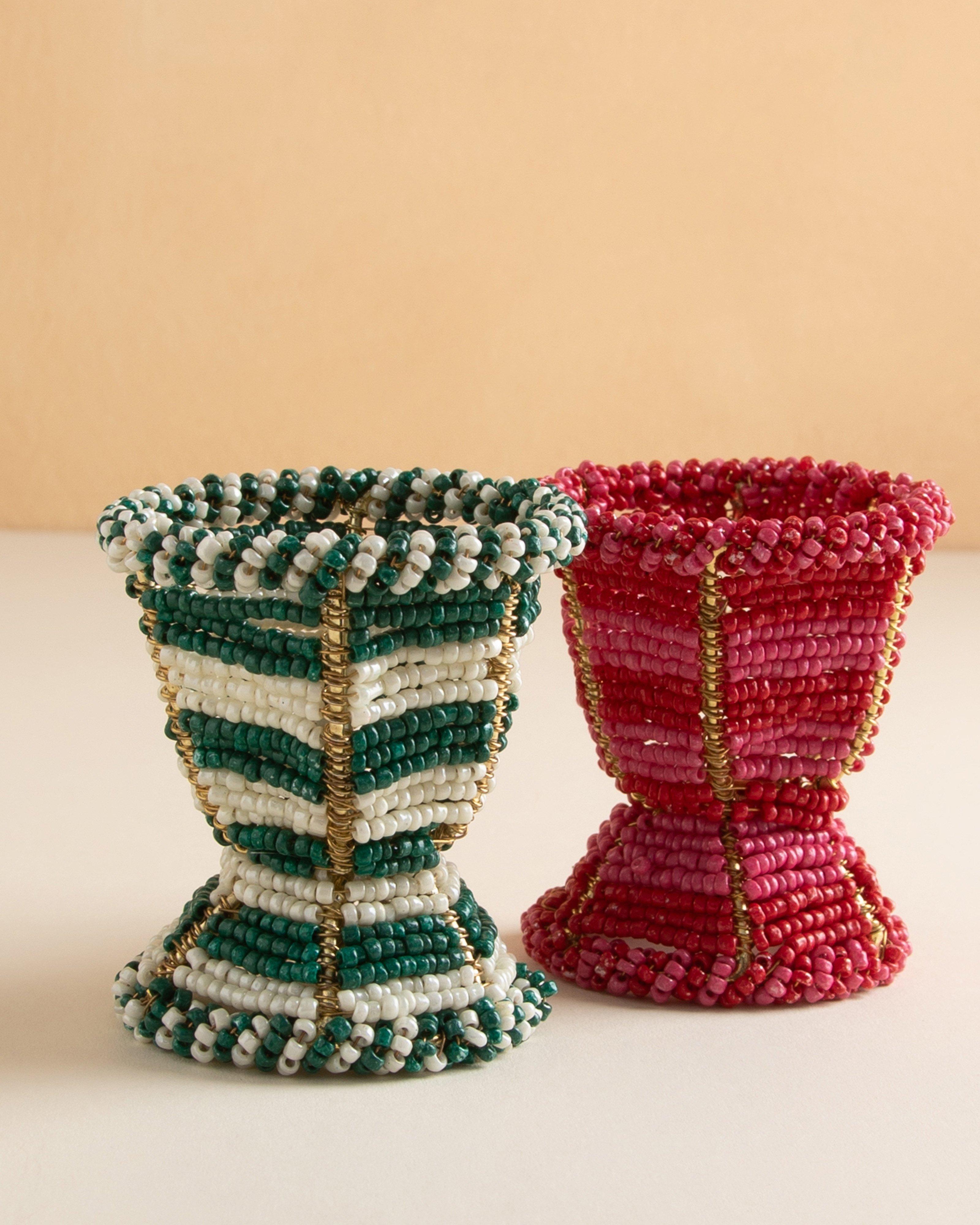 Beaded Egg Cup -  Green