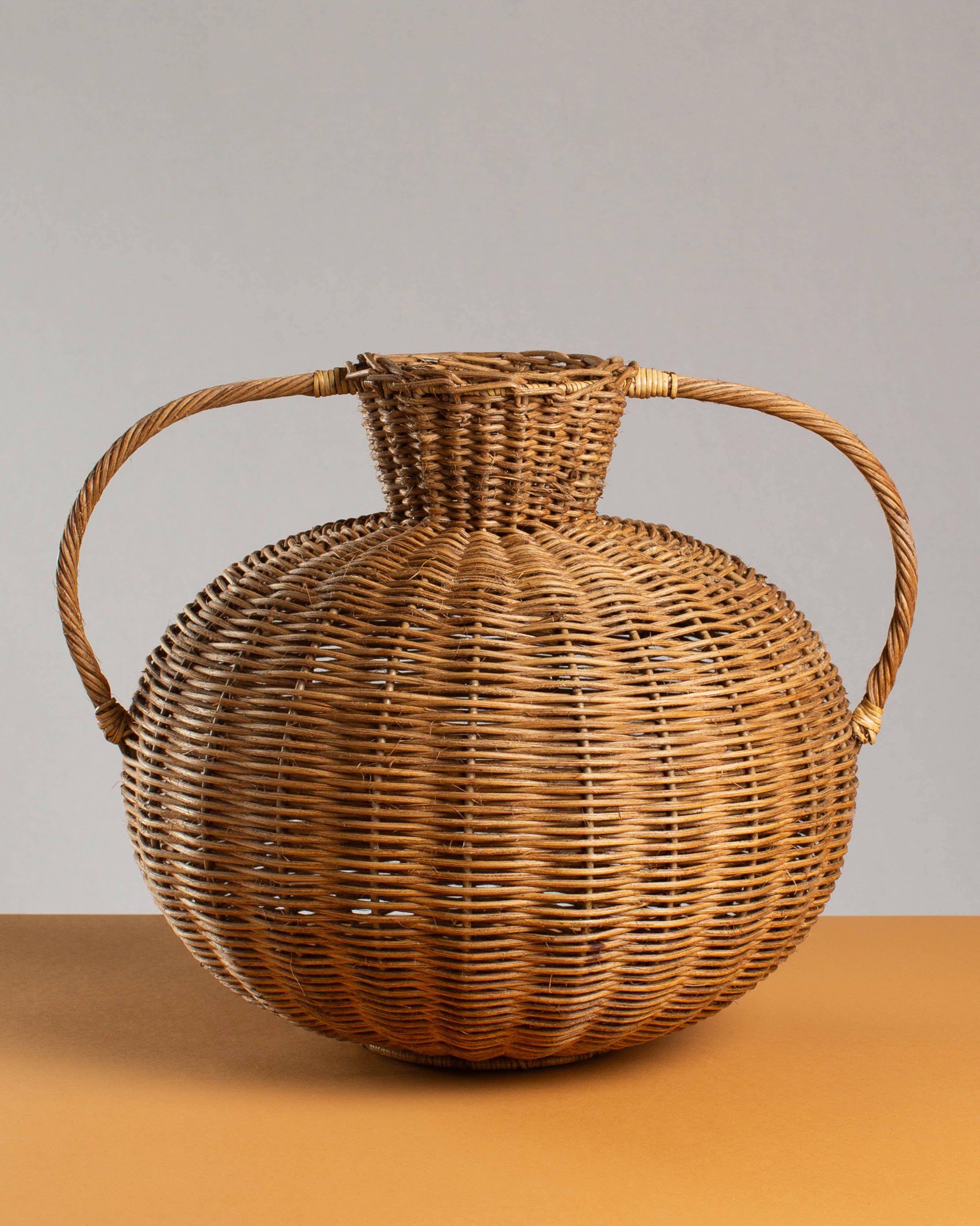 Woven Vessel with Handles -  Brown