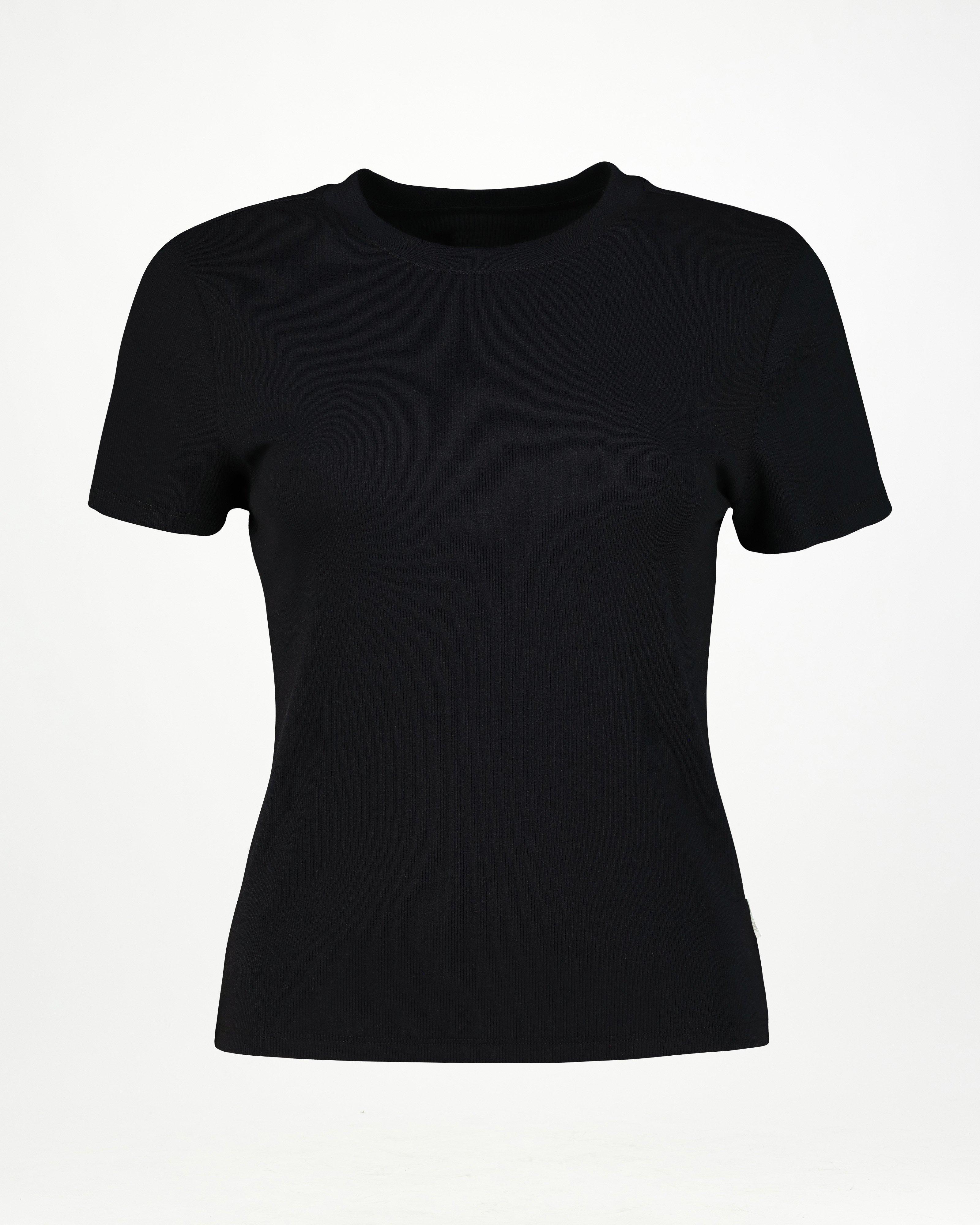 Women’s Gigi Ribbed Baby Tee  -  Black