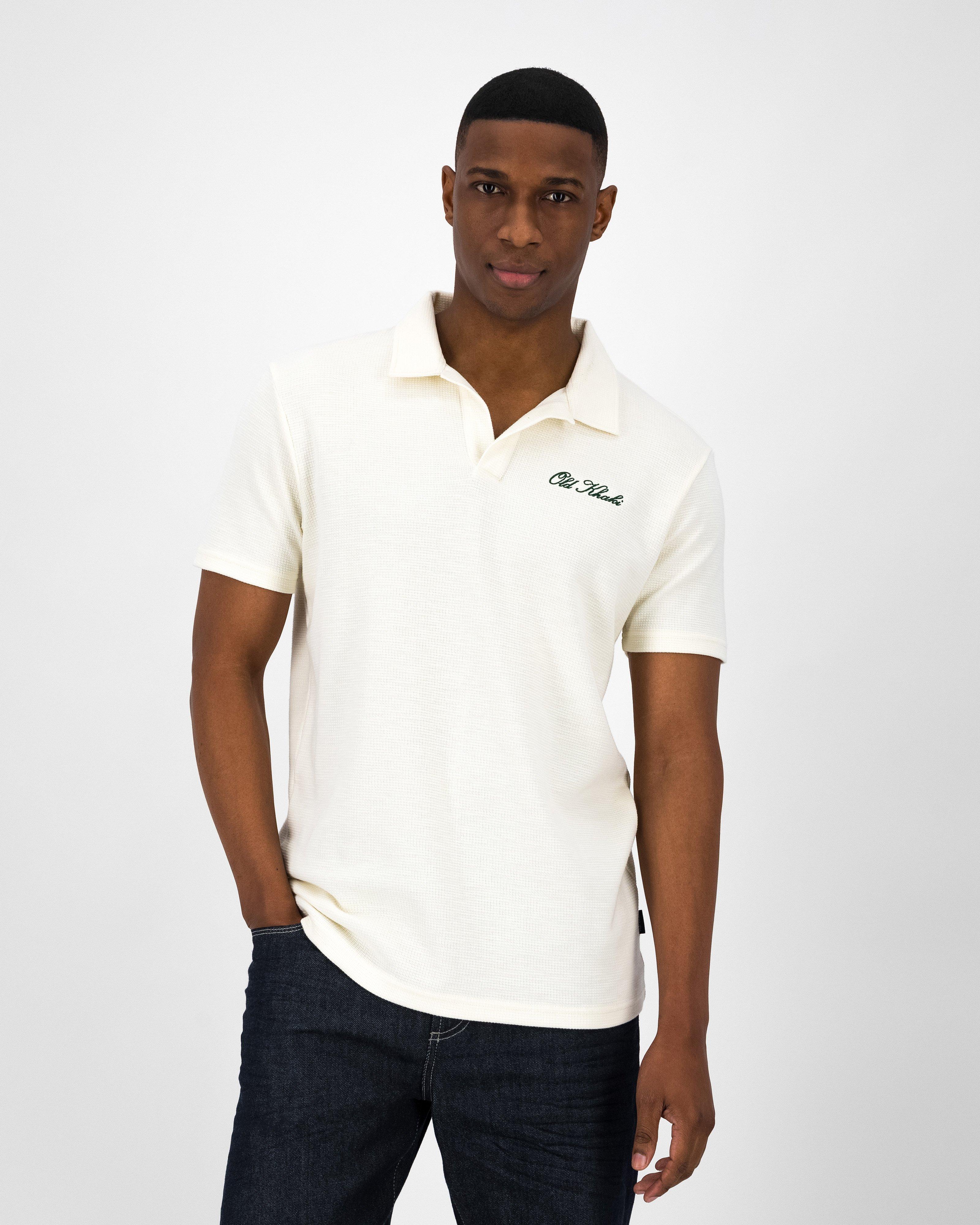 Men’s Johnny Collar Polo Shirt  -  Milk