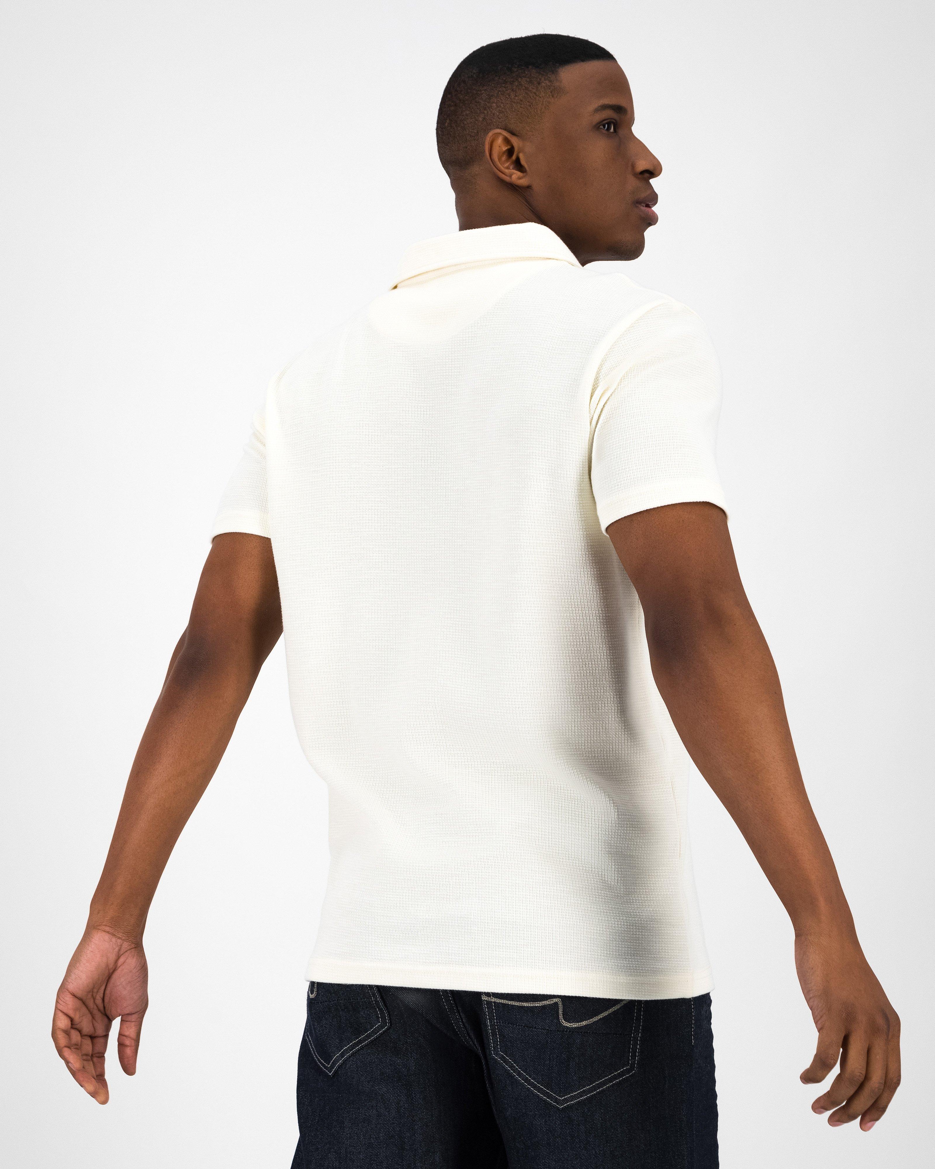 Men’s Johnny Collar Polo Shirt  -  Milk