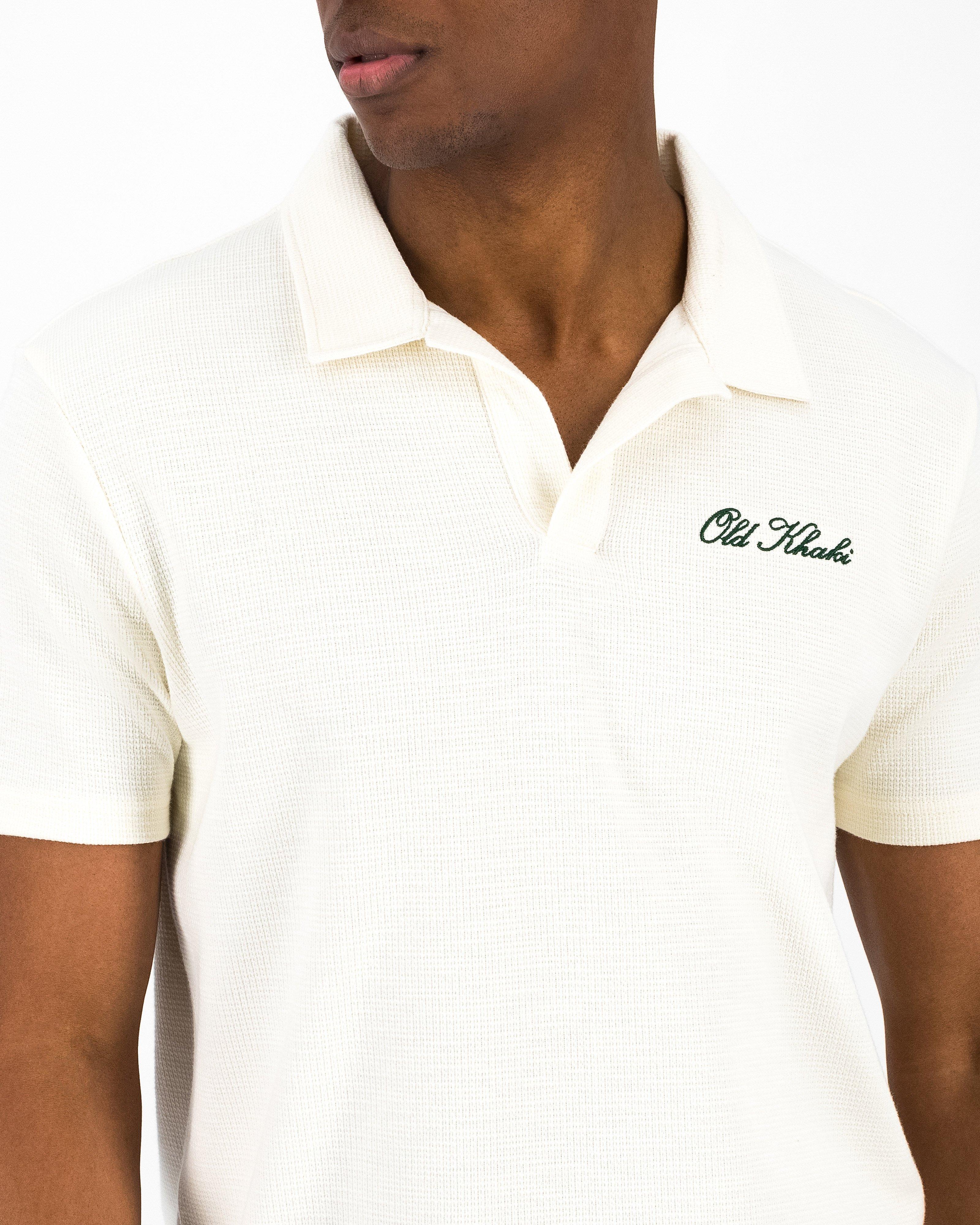 Men’s Johnny Collar Polo Shirt  -  Milk