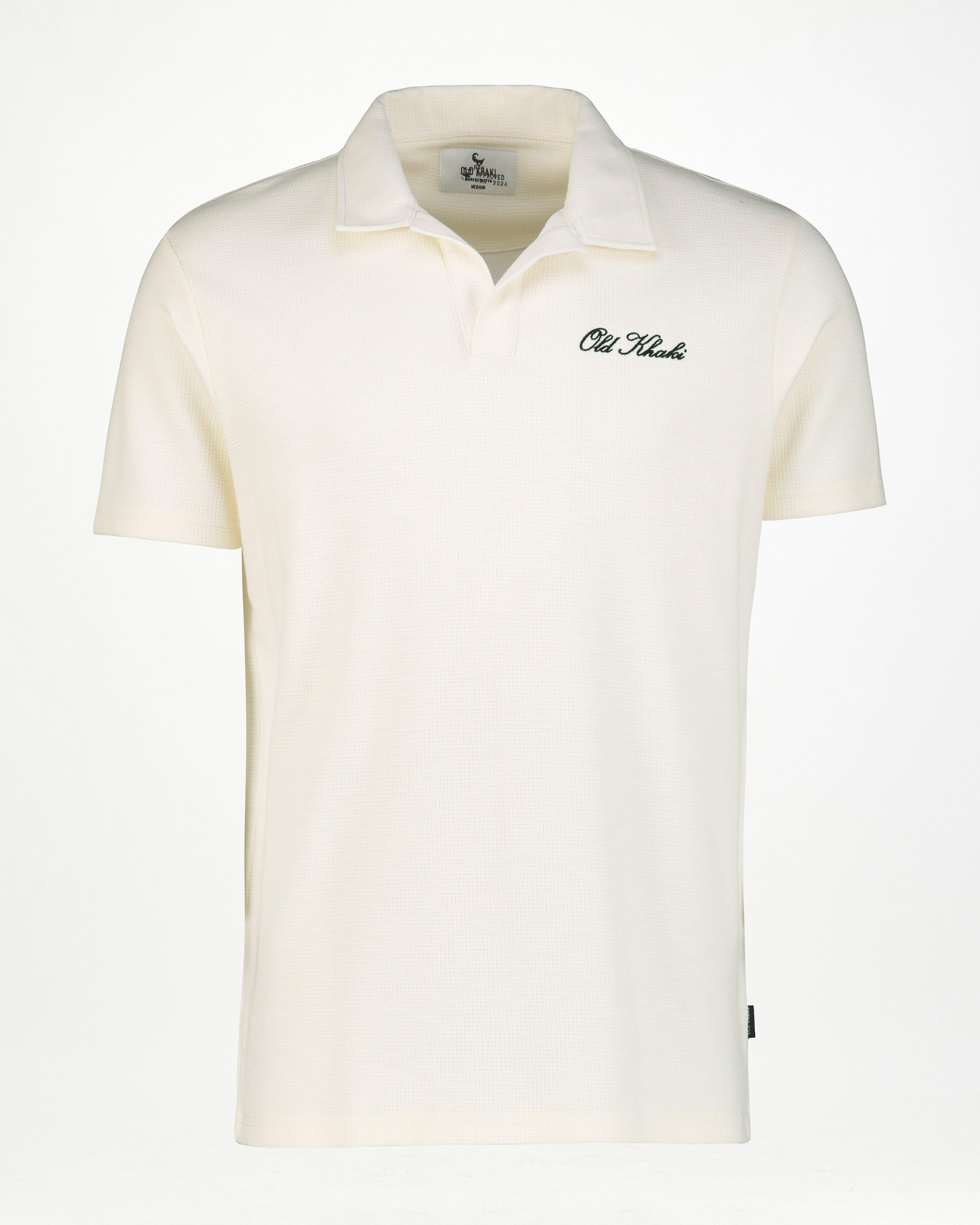 Men’s Johnny Collar Polo Shirt  -  Milk