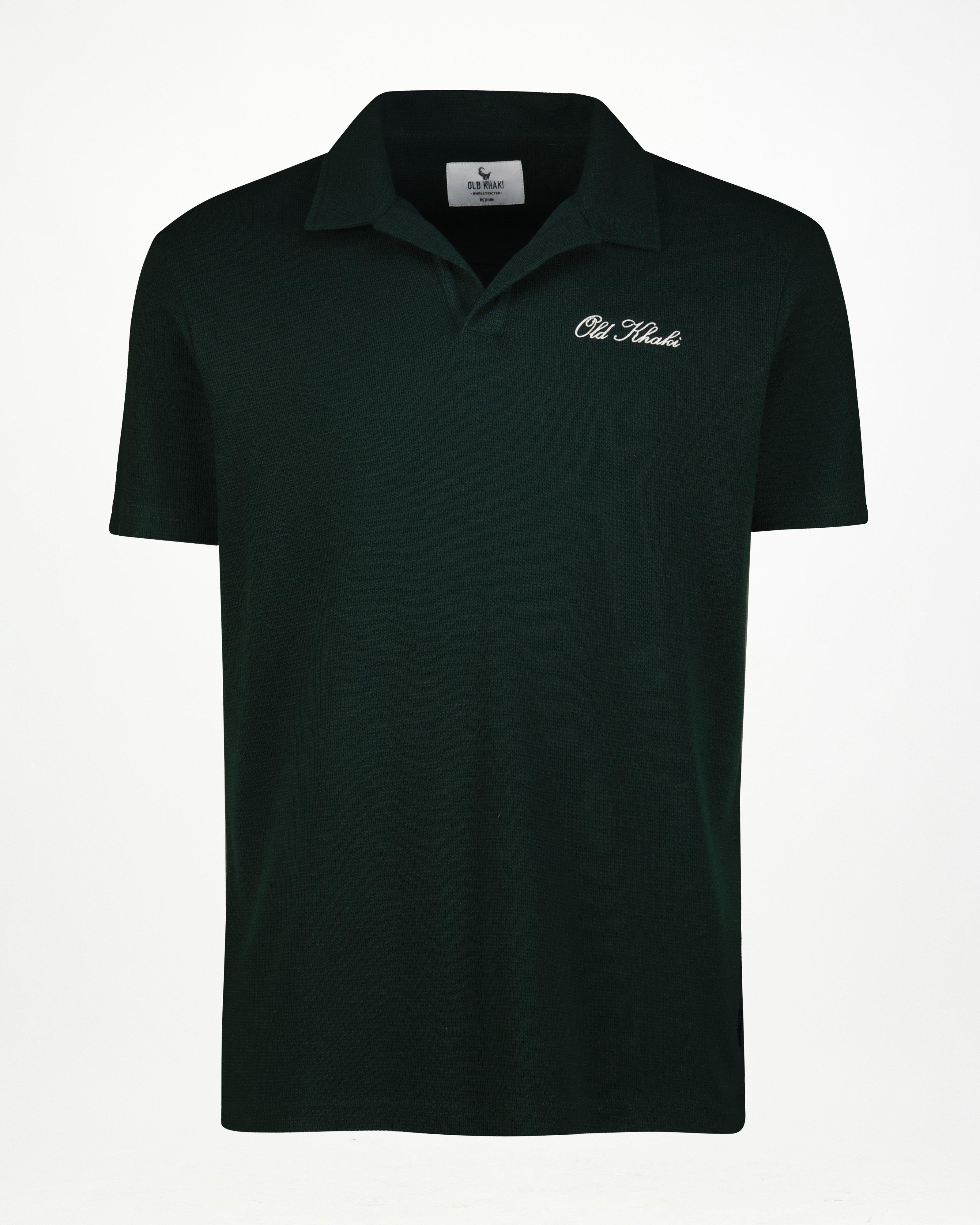 Men’s Johnny Collar Polo Shirt  -  Dark Green