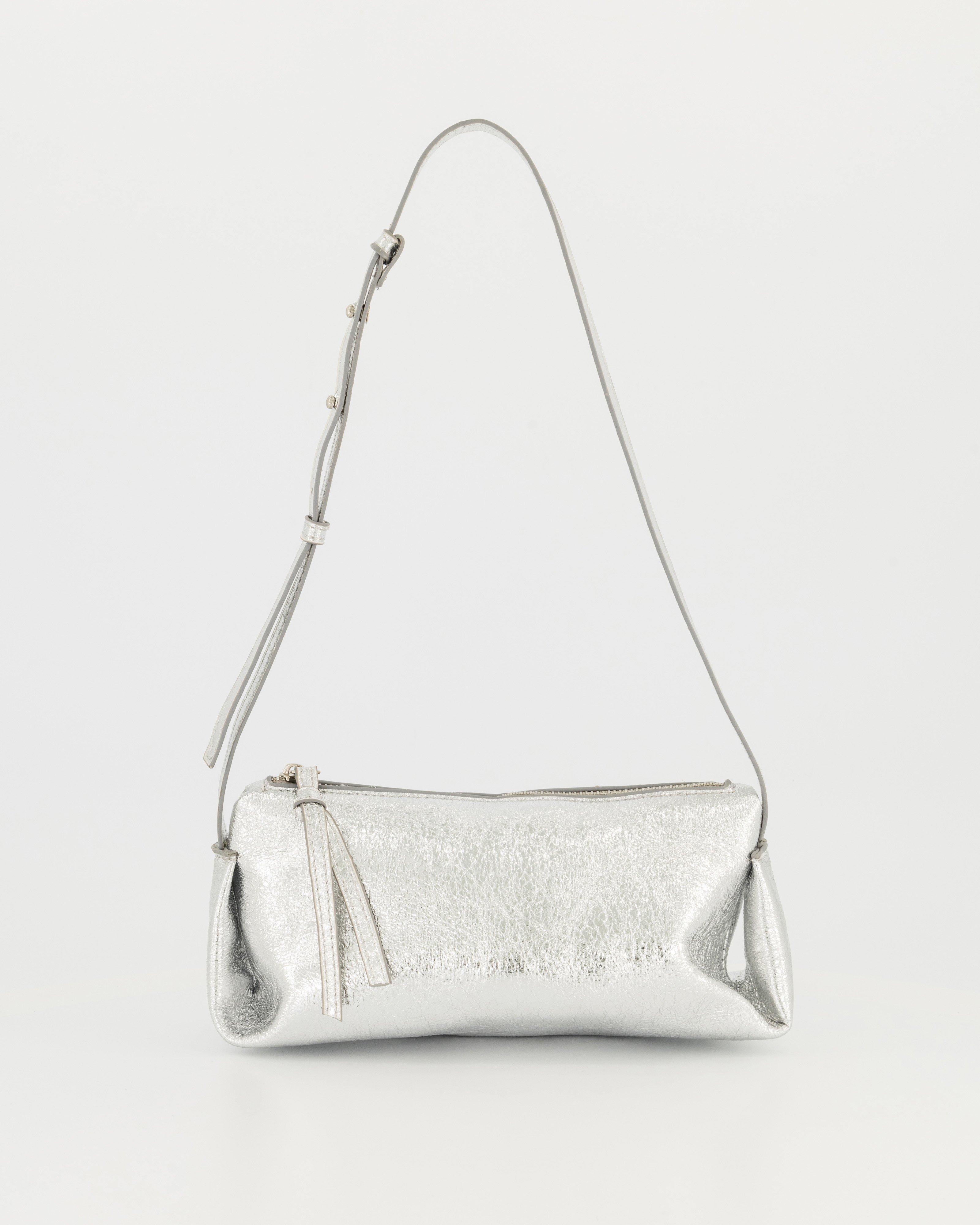 Savannah Crinkled Shoulder Bag -  Silver