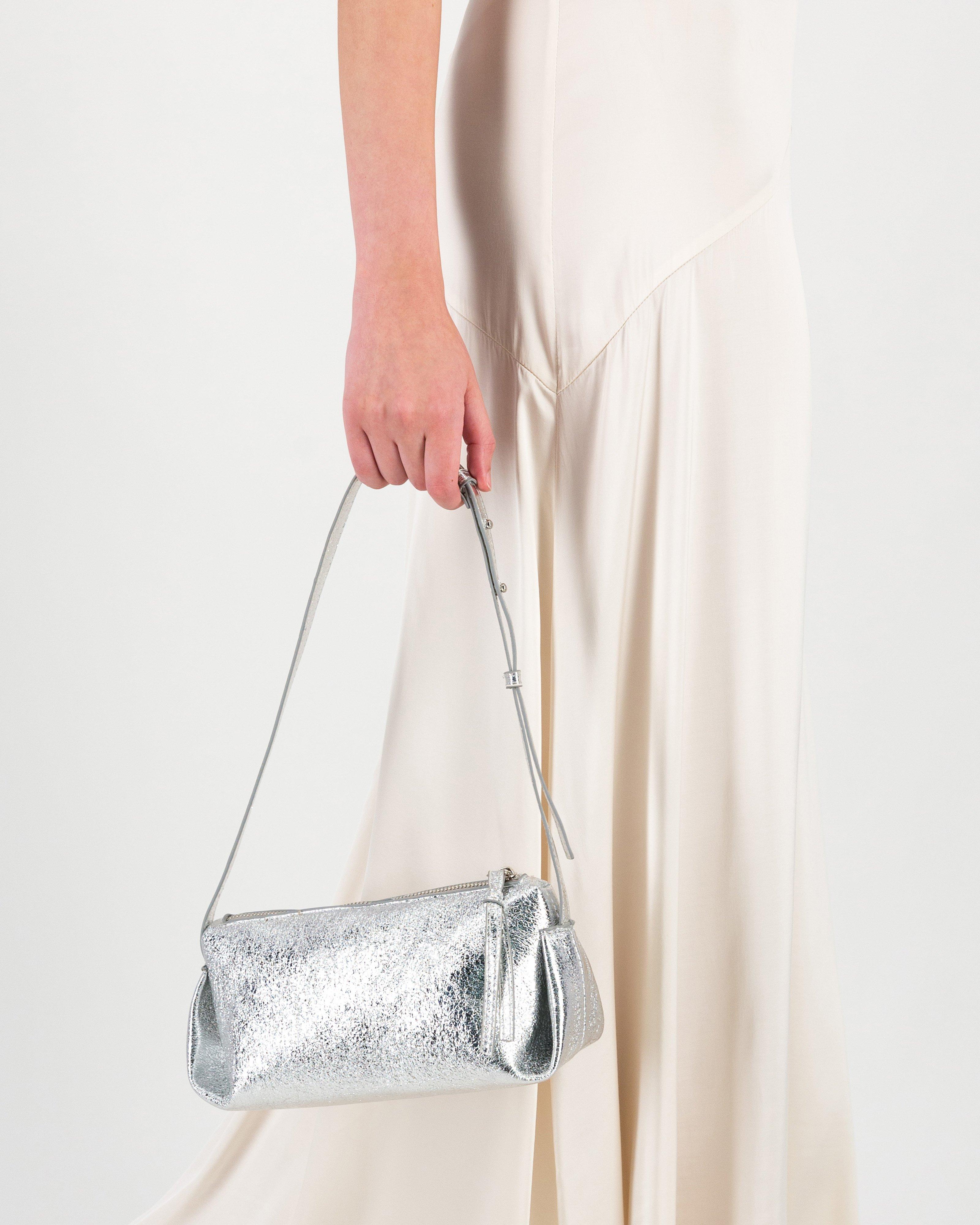 Savannah Crinkled Shoulder Bag -  Silver