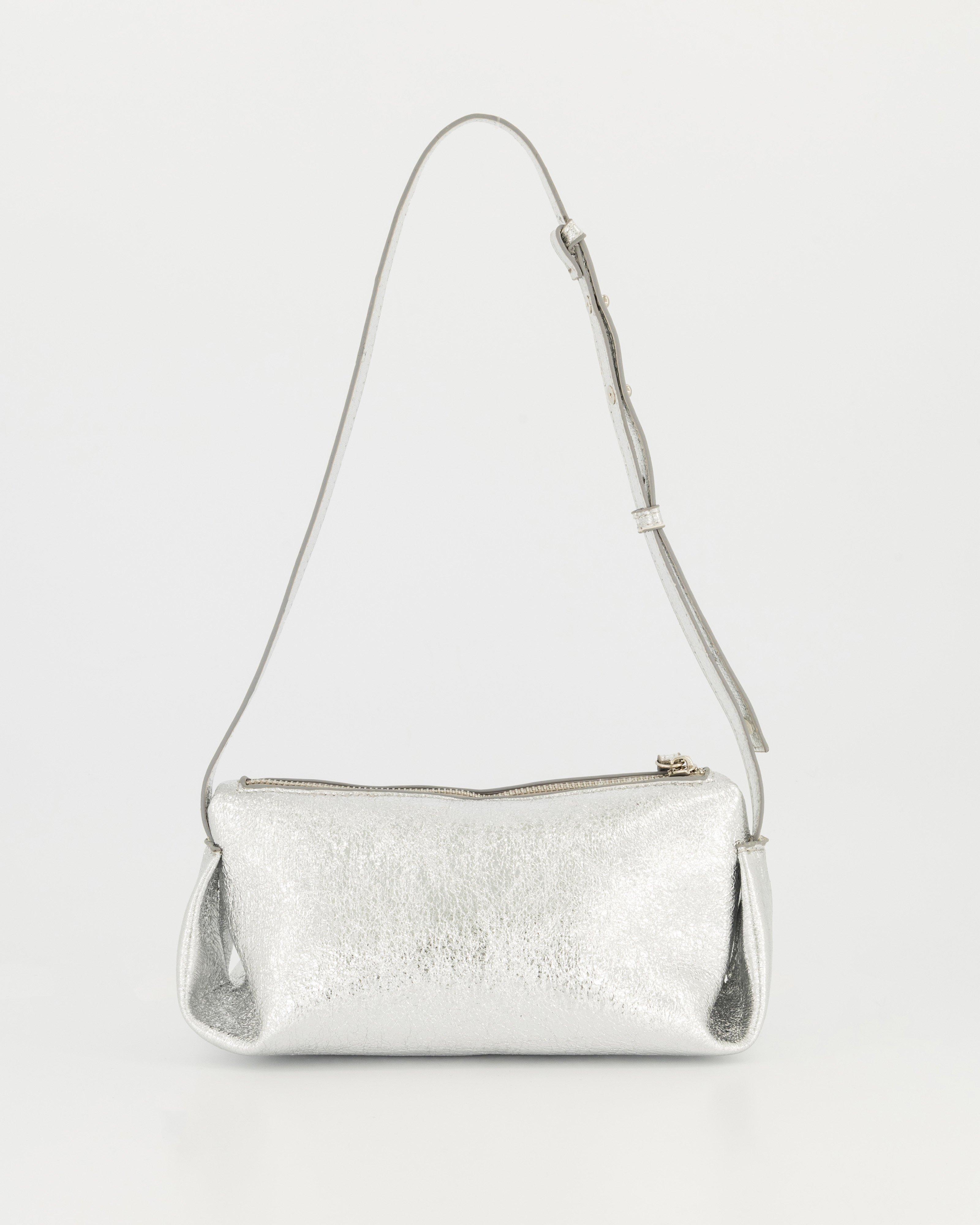 Savannah Crinkled Shoulder Bag -  Silver