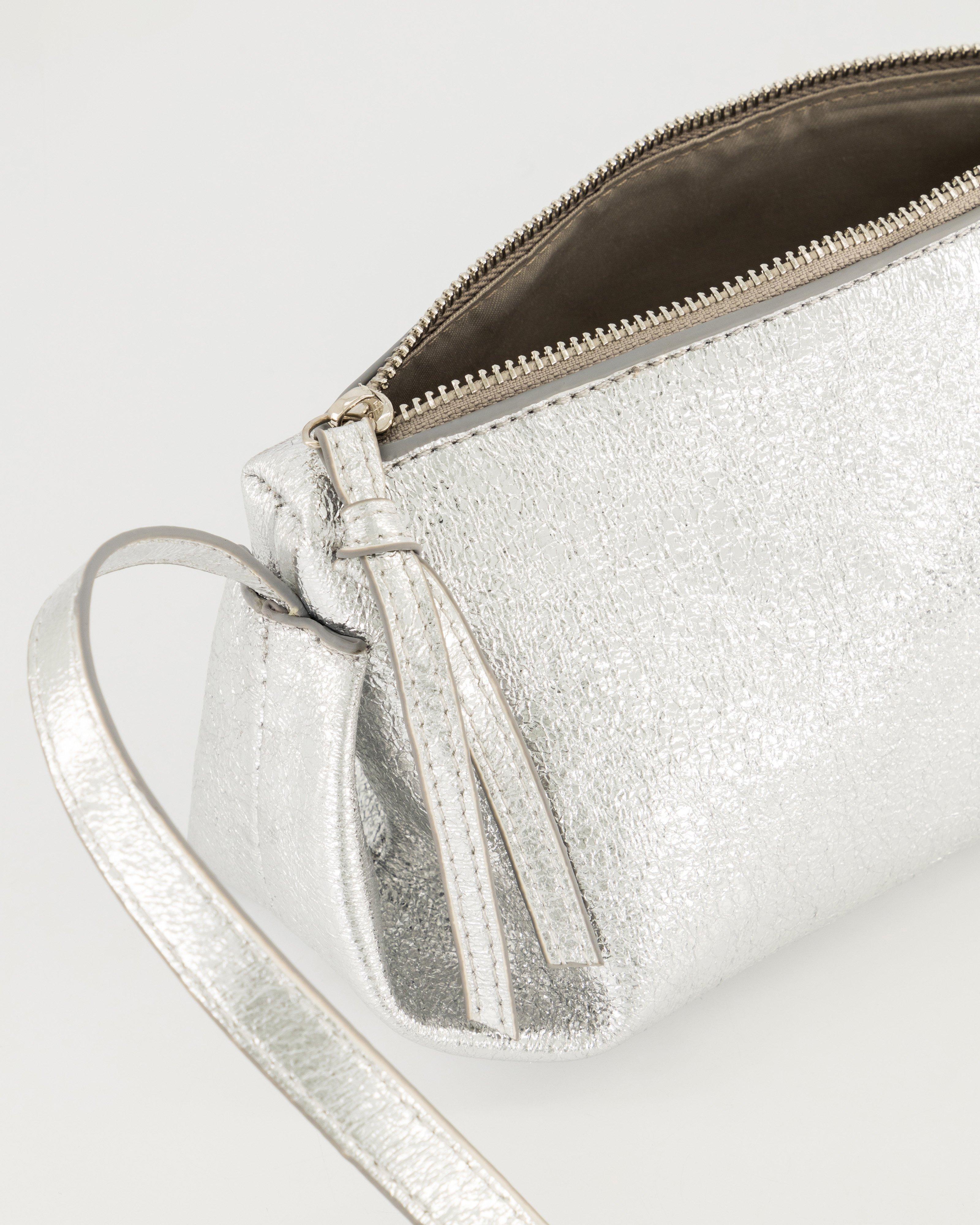 Savannah Crinkled Shoulder Bag -  Silver