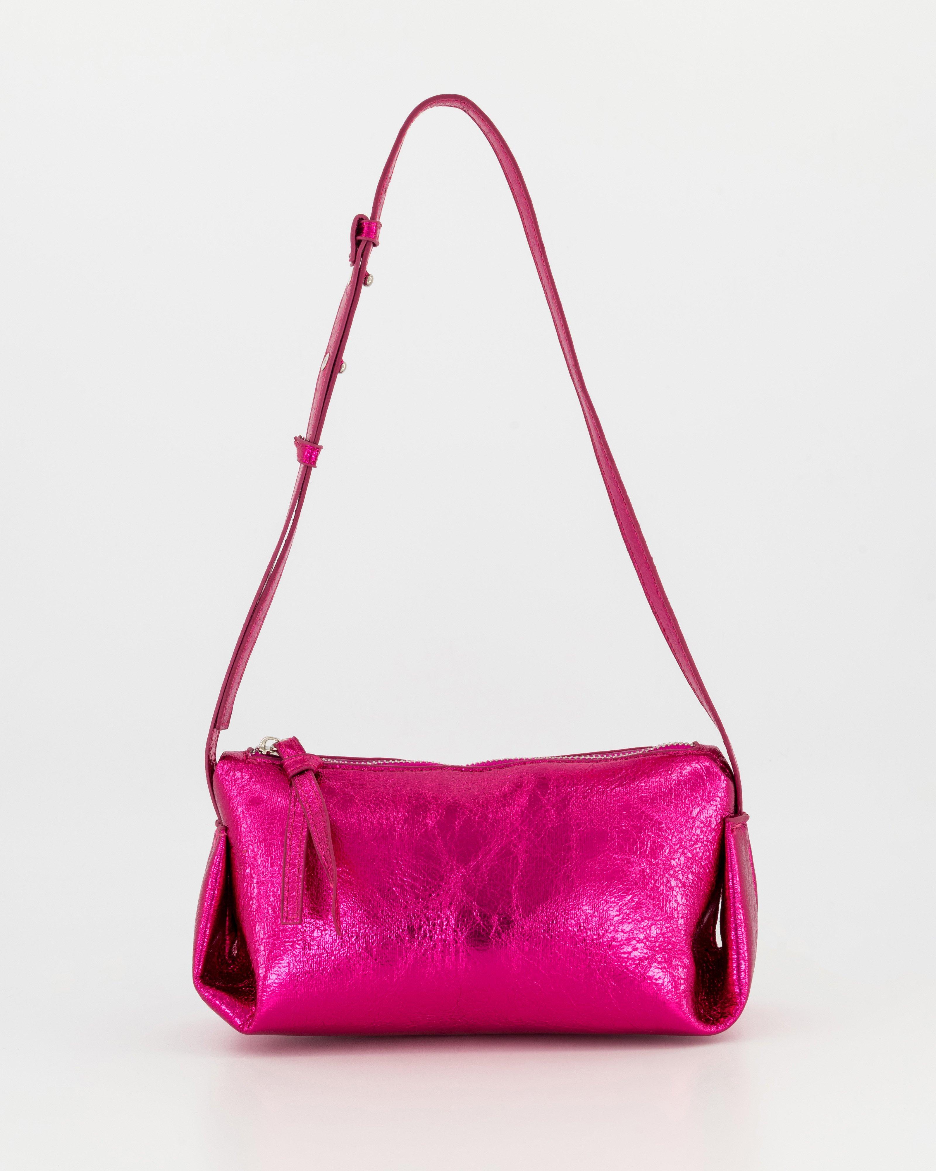 Savannah Crinkled Shoulder Bag -  Pink