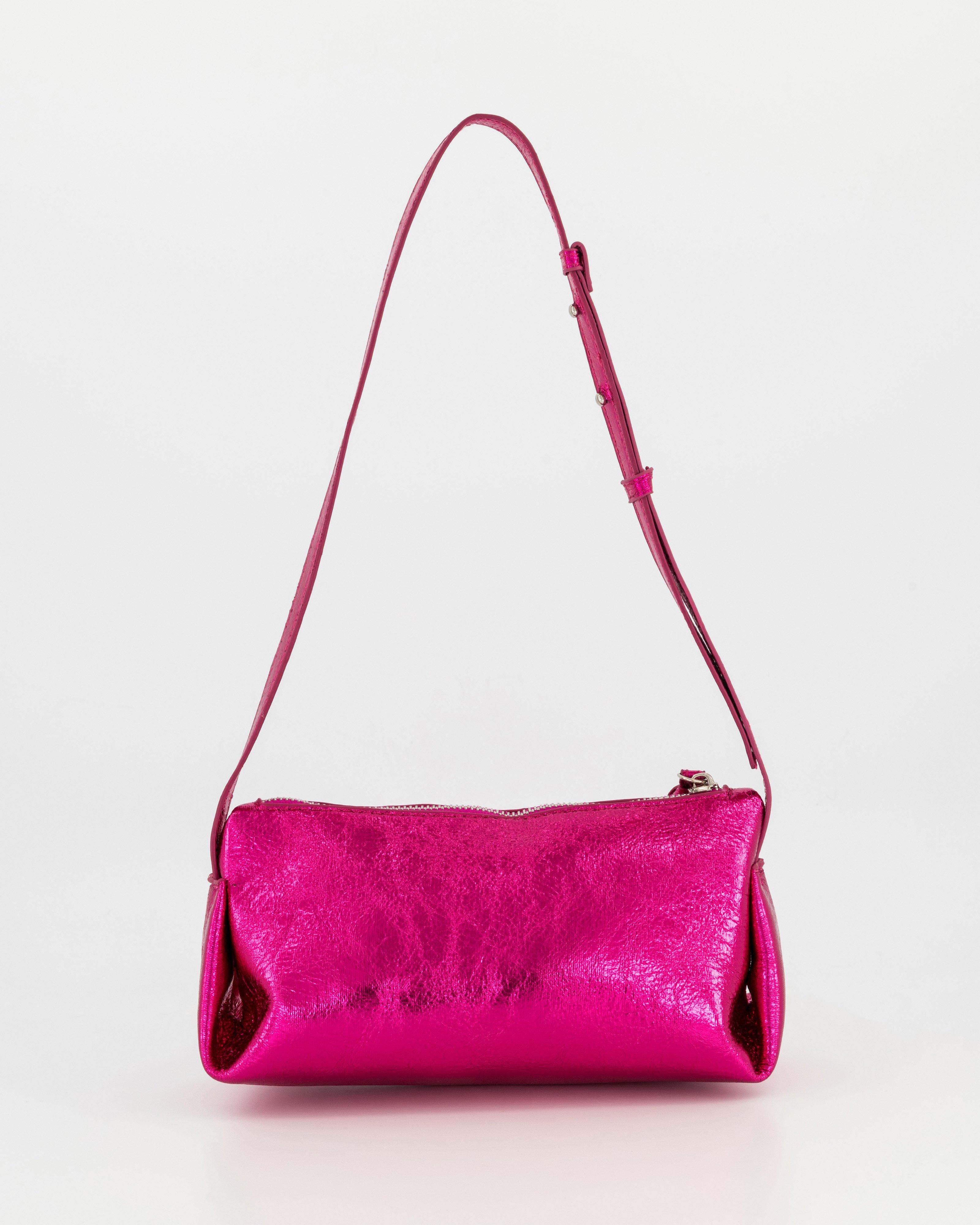 Savannah Crinkled Shoulder Bag -  Pink