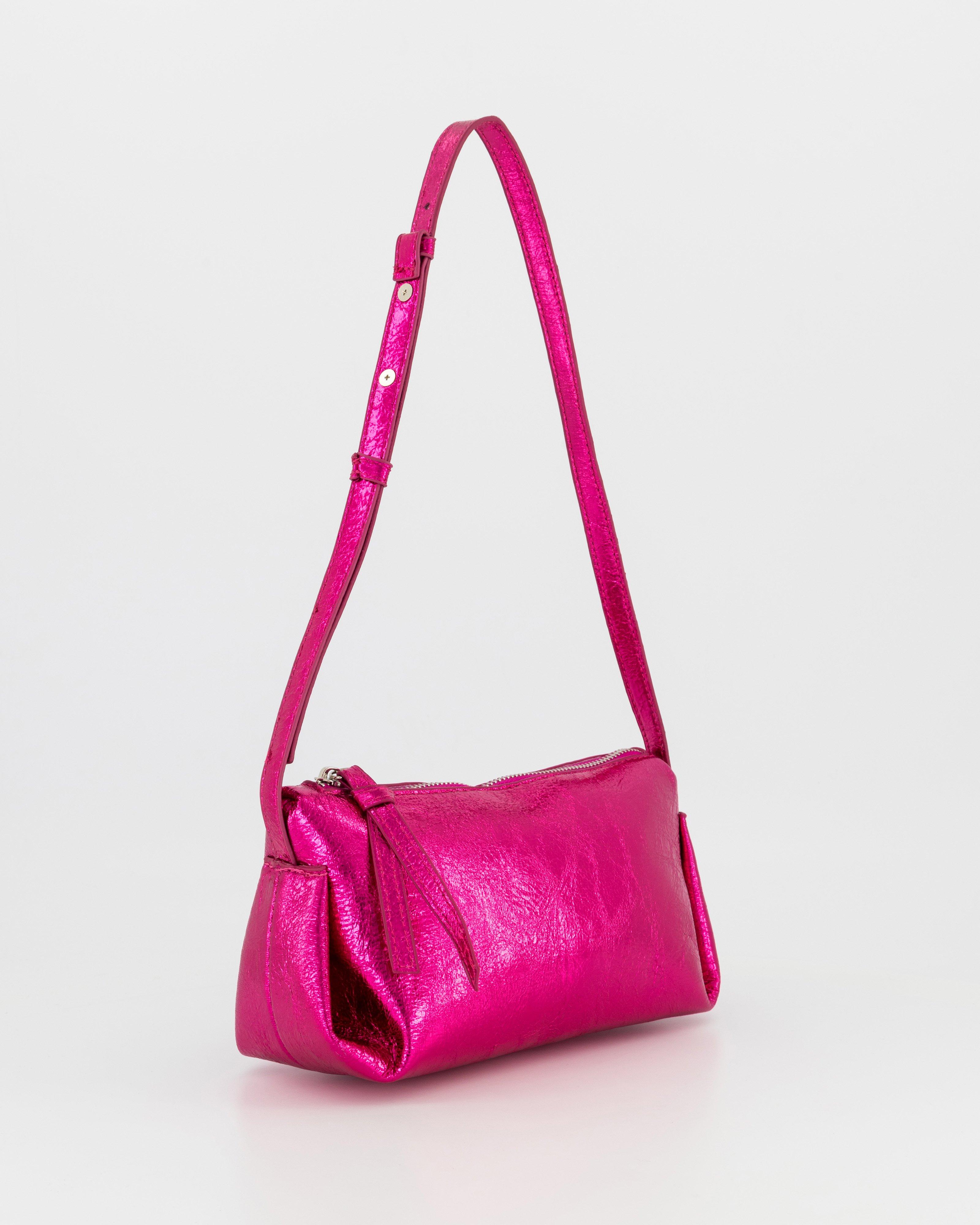 Savannah Crinkled Shoulder Bag -  Pink