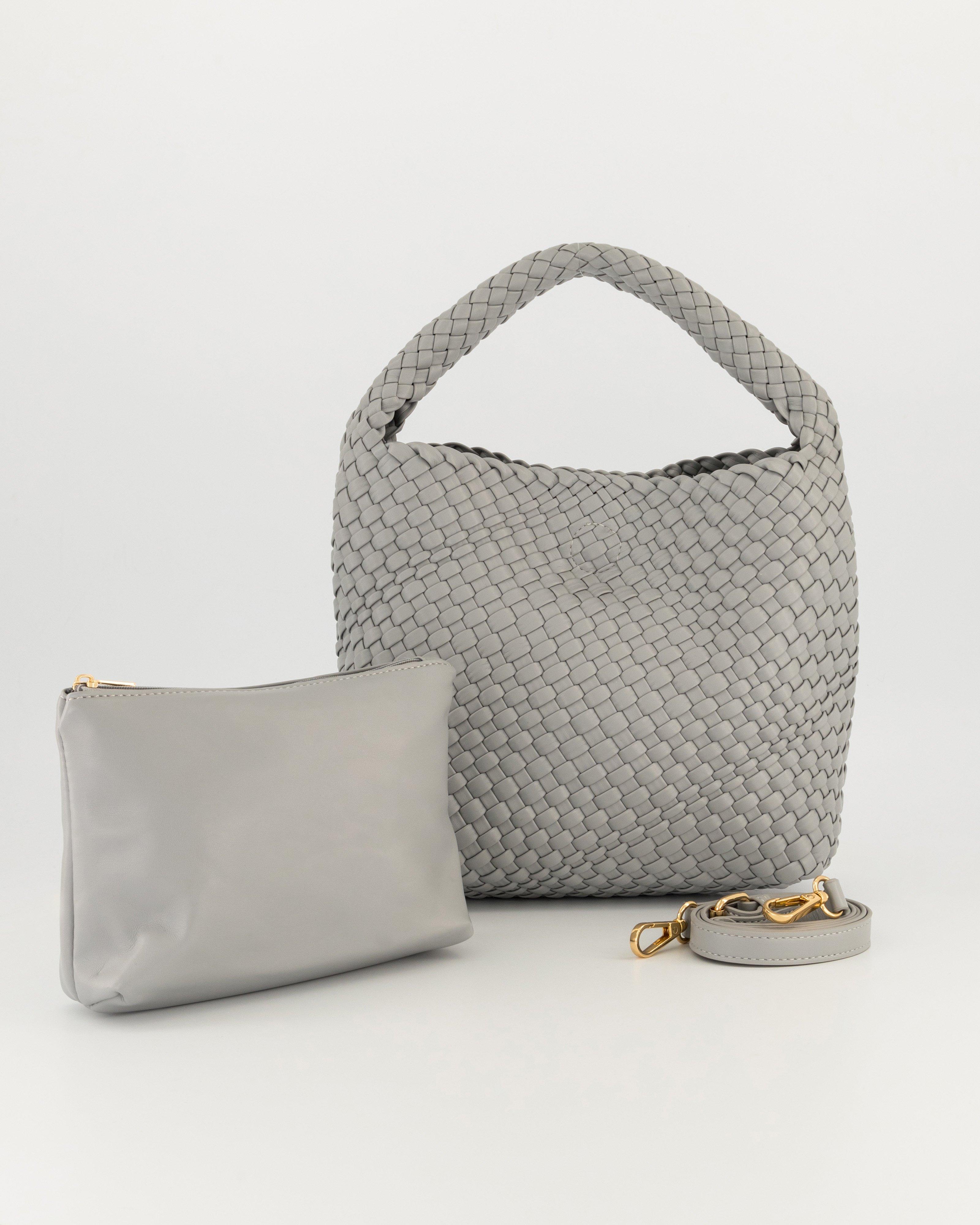 Flora Woven Handbag -  Grey