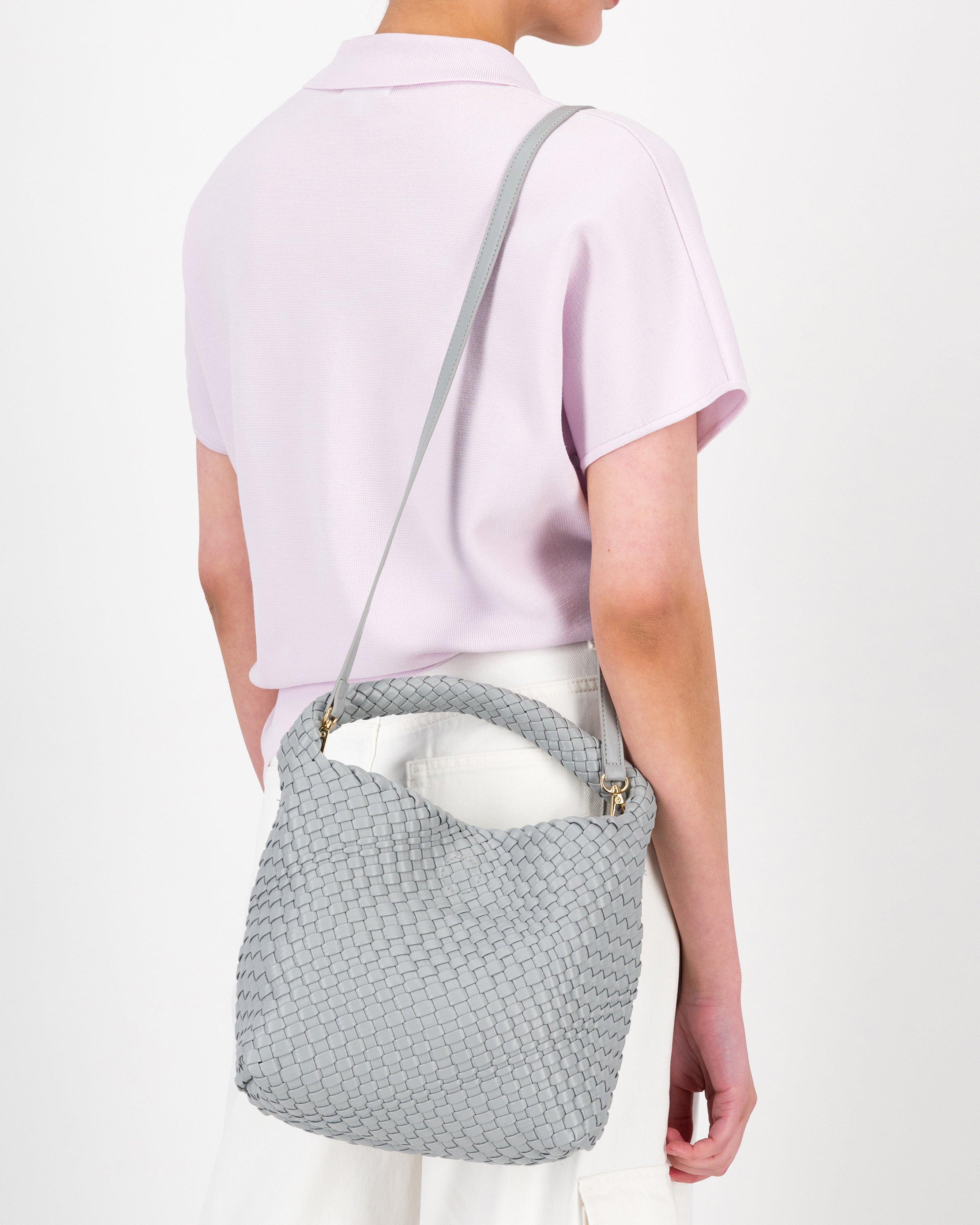 Flora Woven Handbag -  Grey