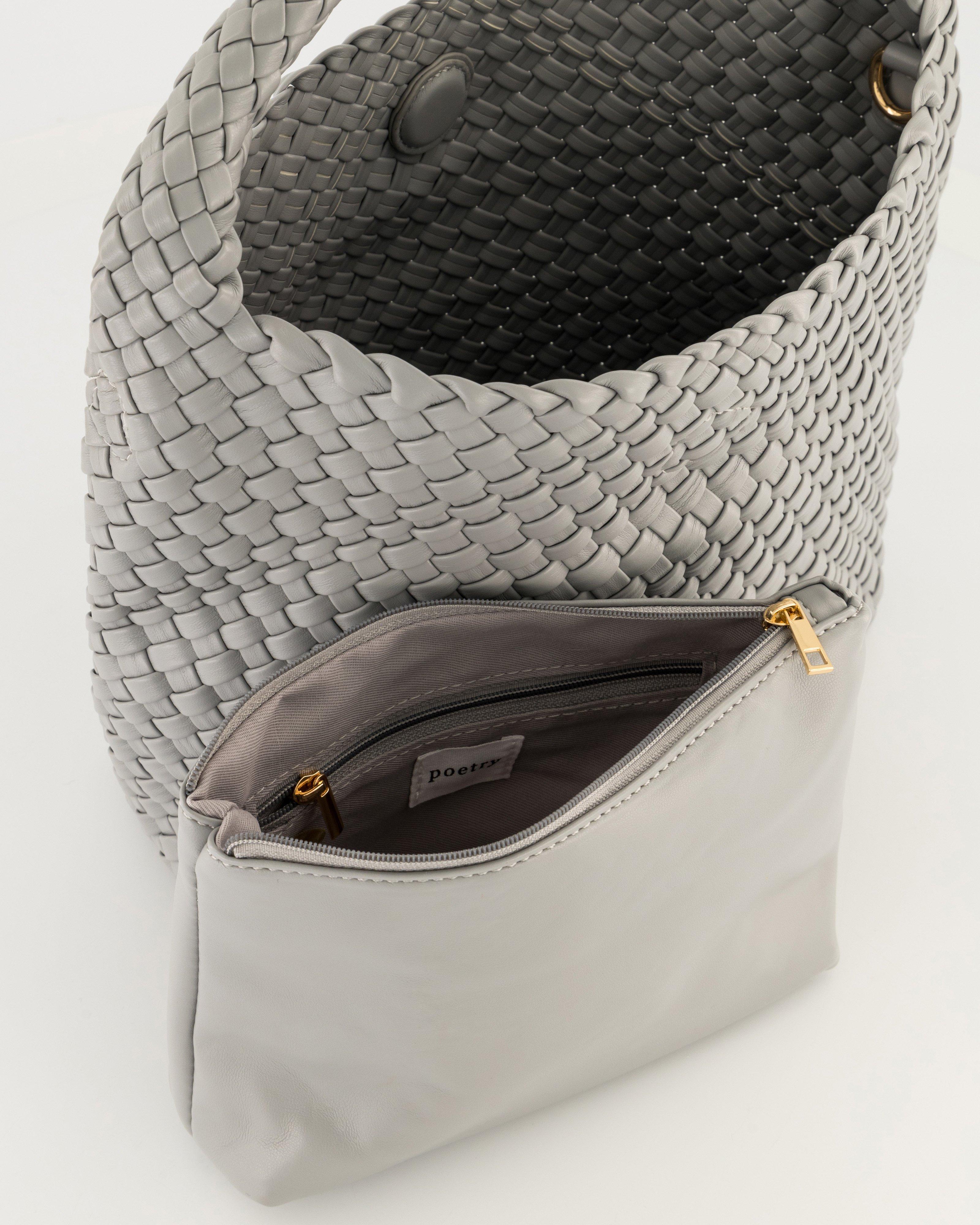 Flora Woven Handbag -  Grey