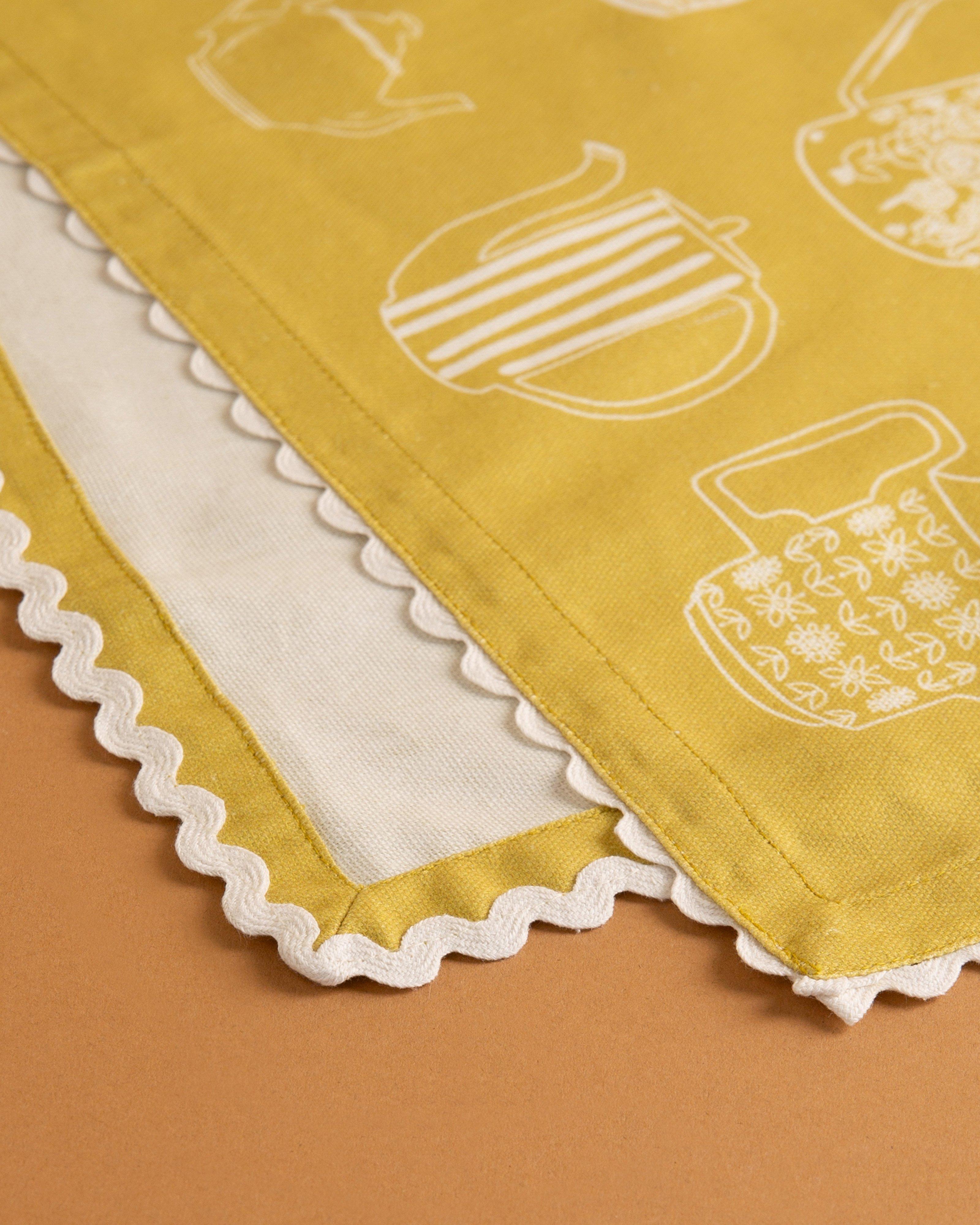 Many Teapots Tea Towel -  Yellow