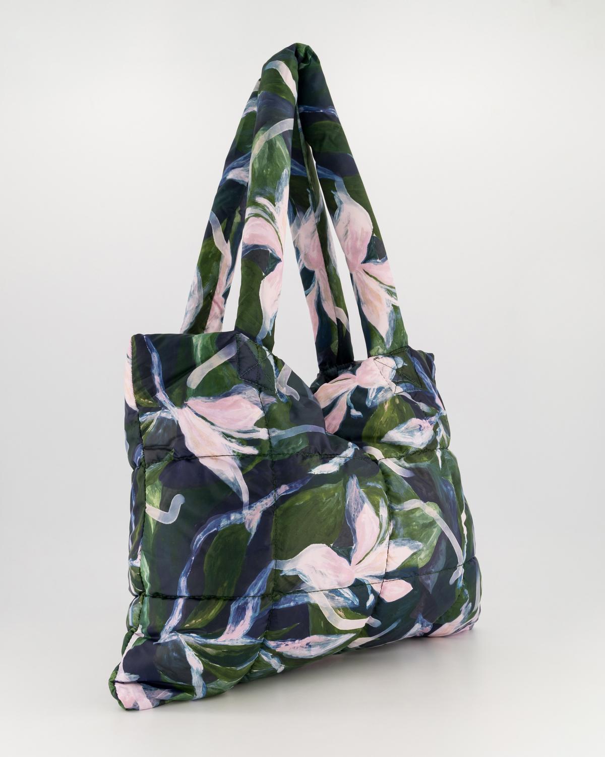 Poppy Printed Shopping Bag -  Green
