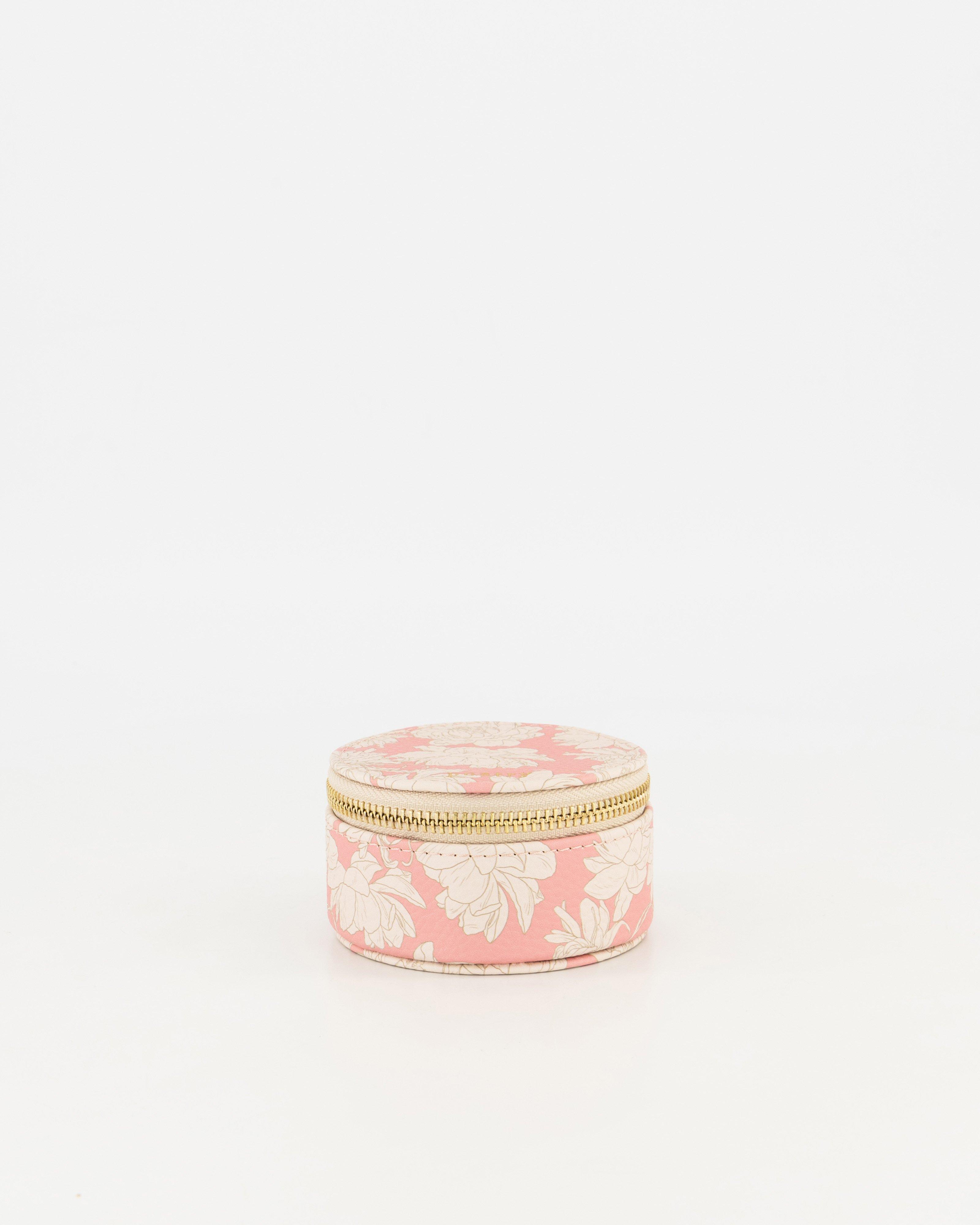 Mia Small Round Printed Jewellery box -  Dusty Pink