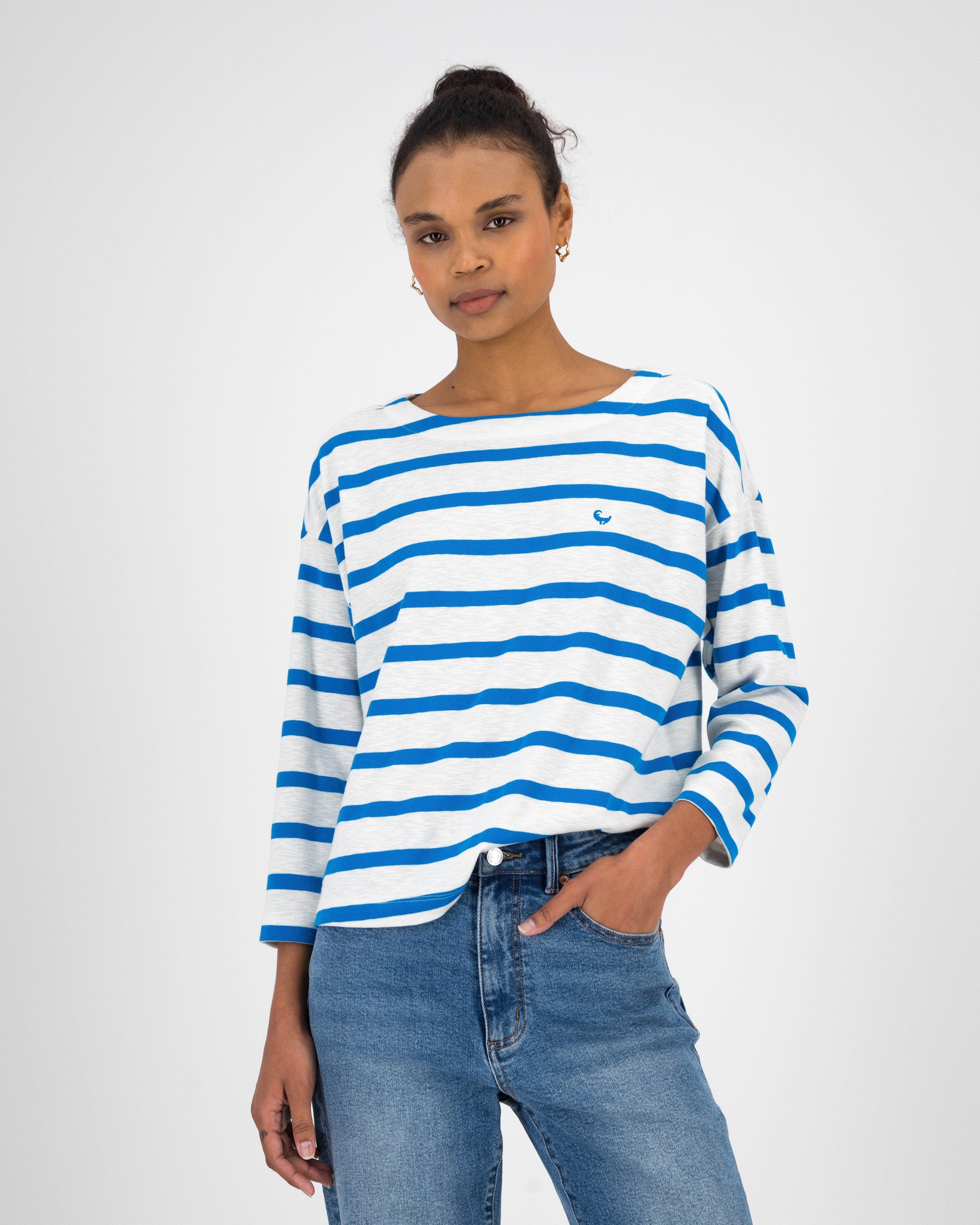 Women’s Zama Long Sleeve Stripe Knit Top  -  Cobalt