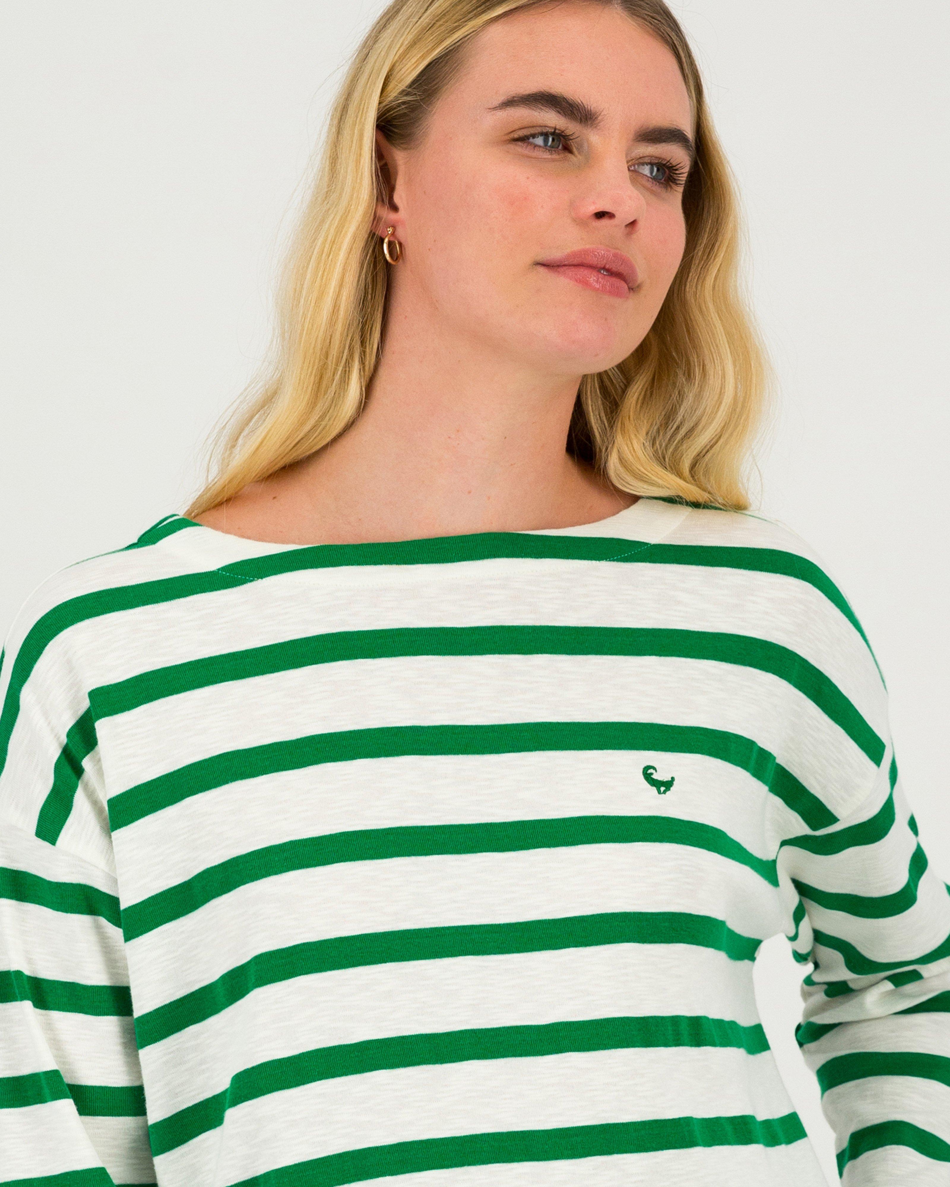 Women’s Zama Long Sleeve Stripe Knit Top  -  Green