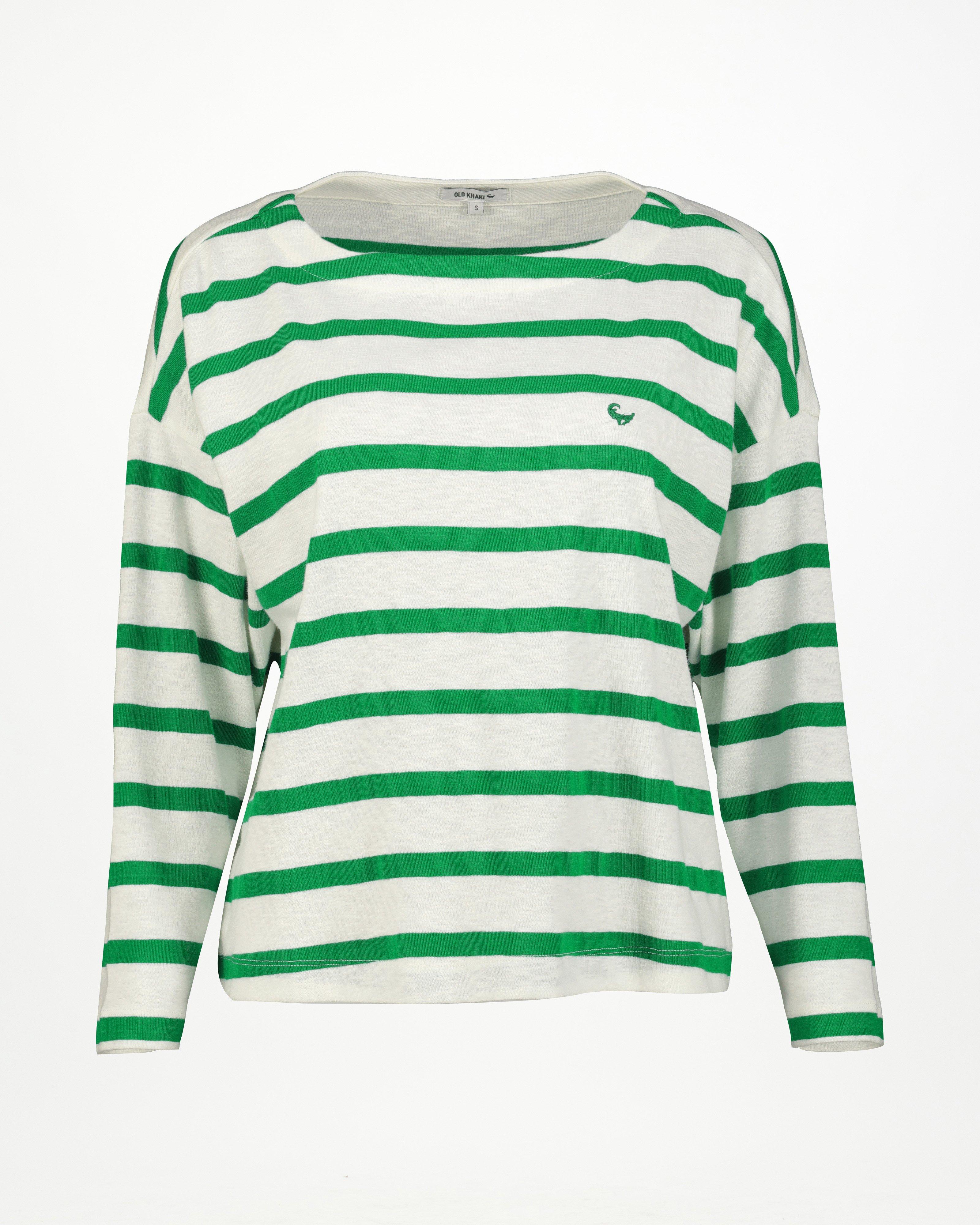 Women’s Zama Long Sleeve Stripe Knit Top  -  Green