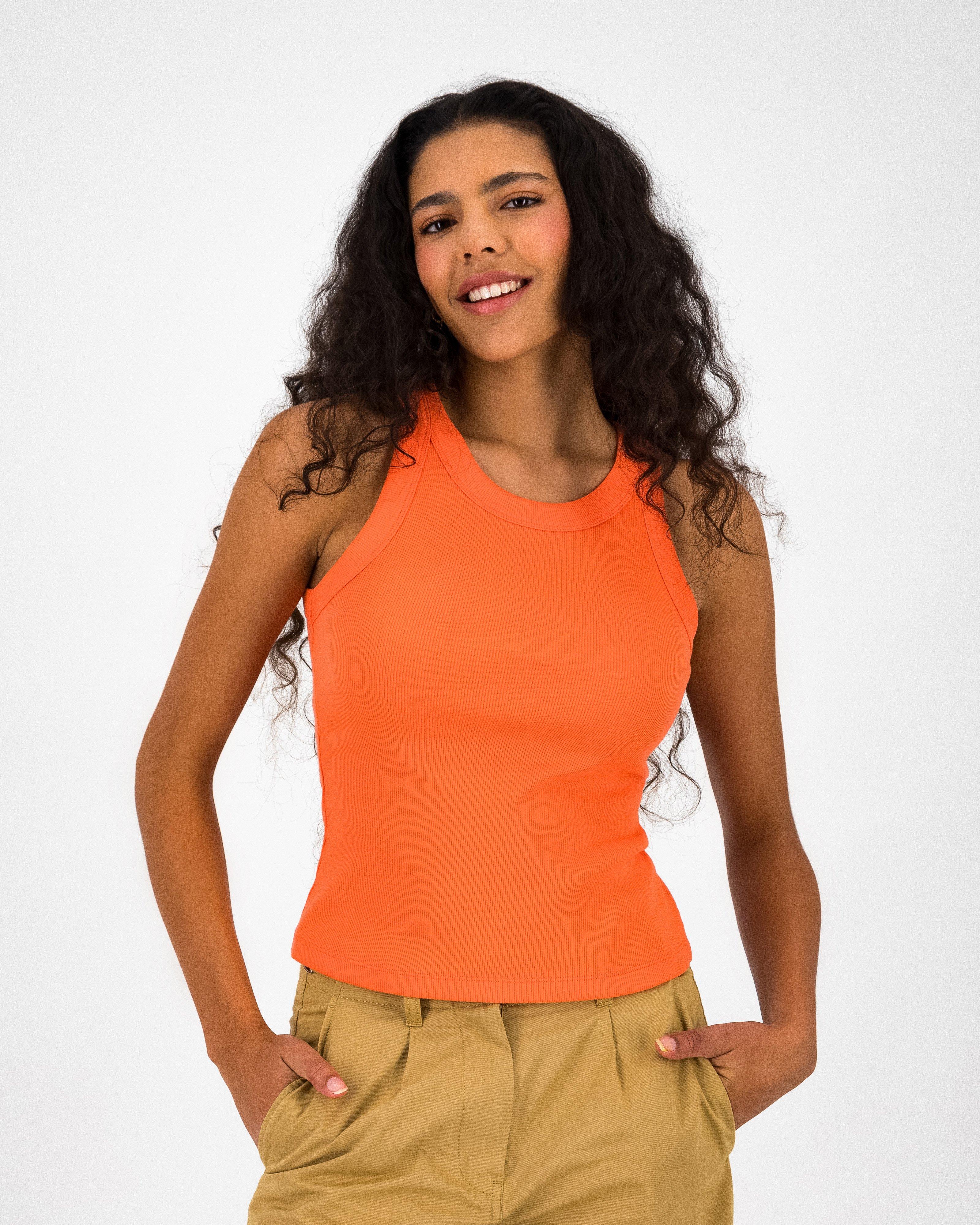 Women's Cara Ribbed Cami -  Orange