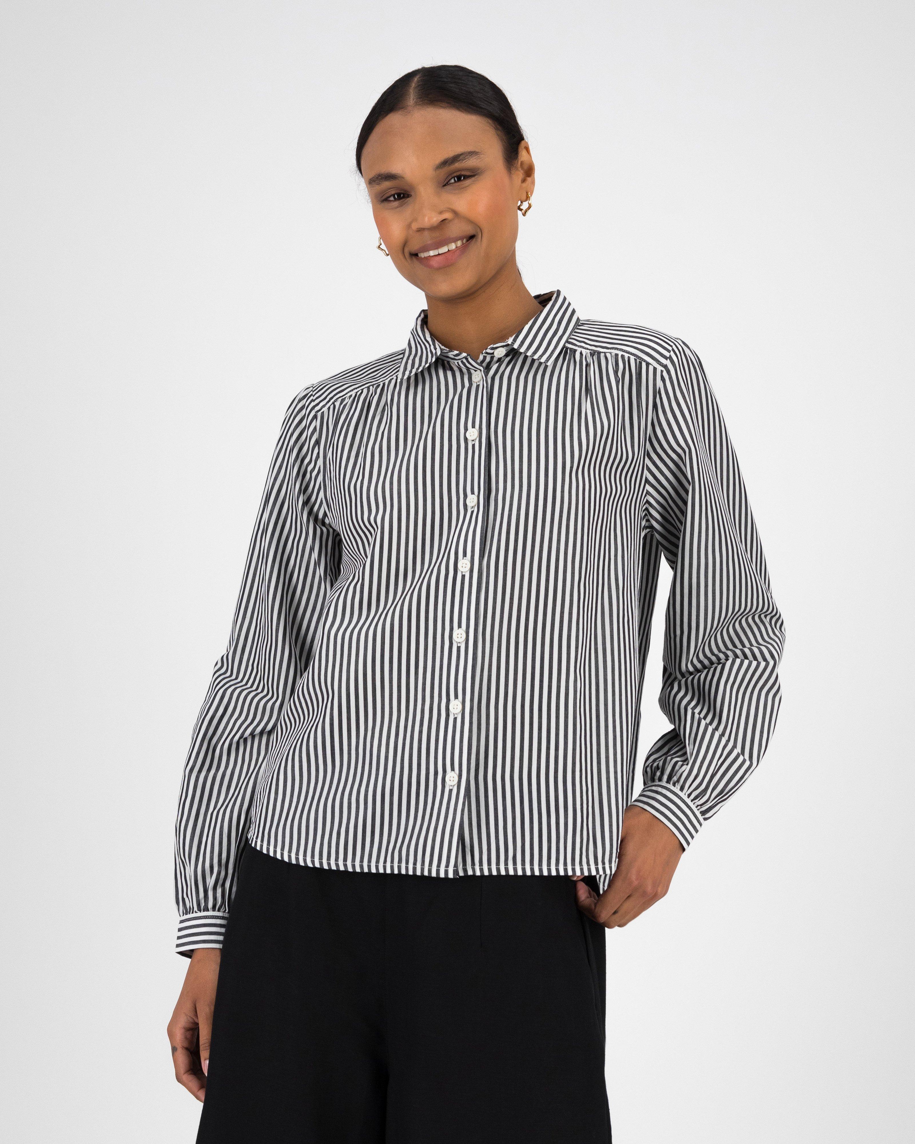 Women’s Myka Relaxed Fit Stripe Shirt  -  Black