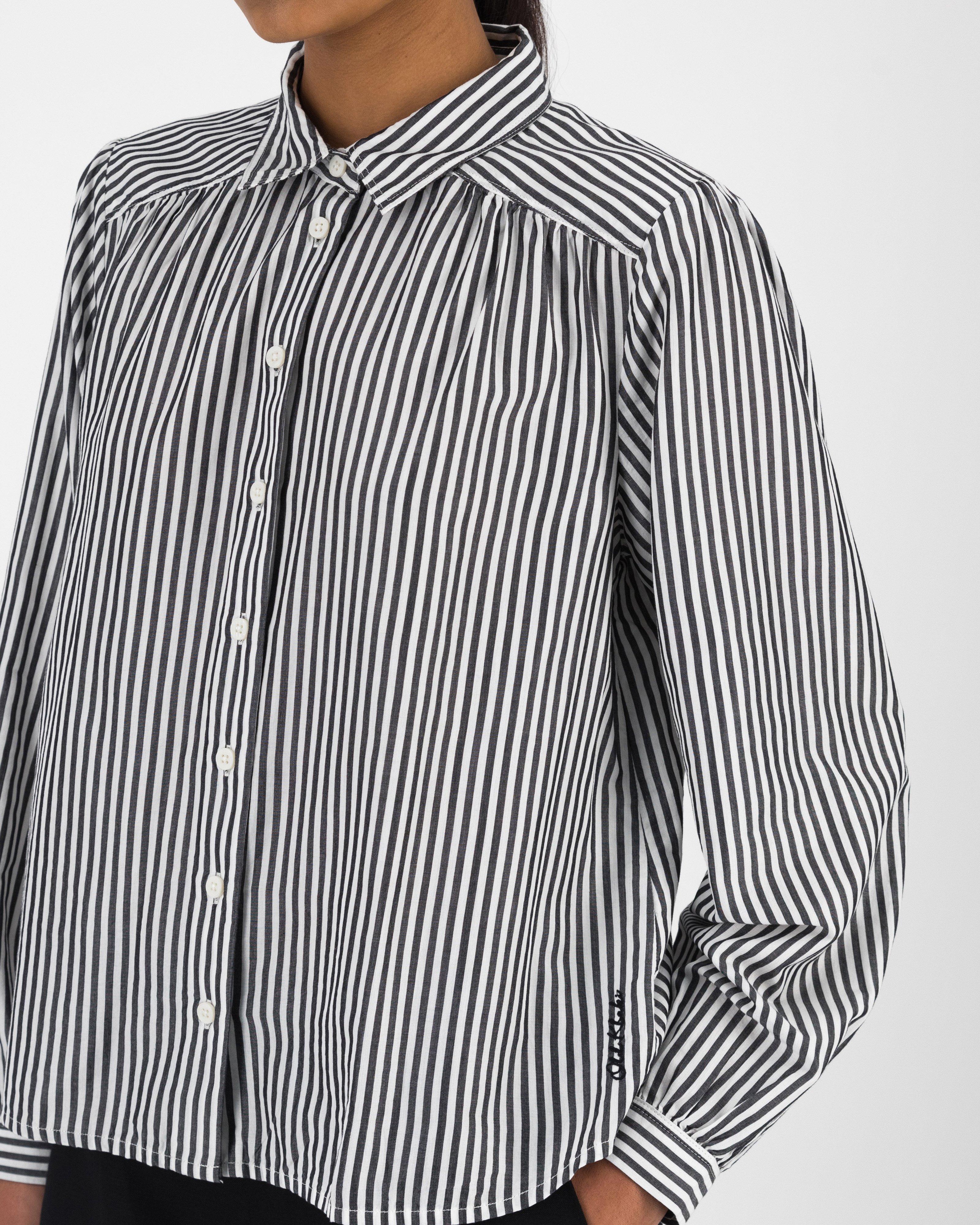 Women’s Myka Relaxed Fit Stripe Shirt  -  Black