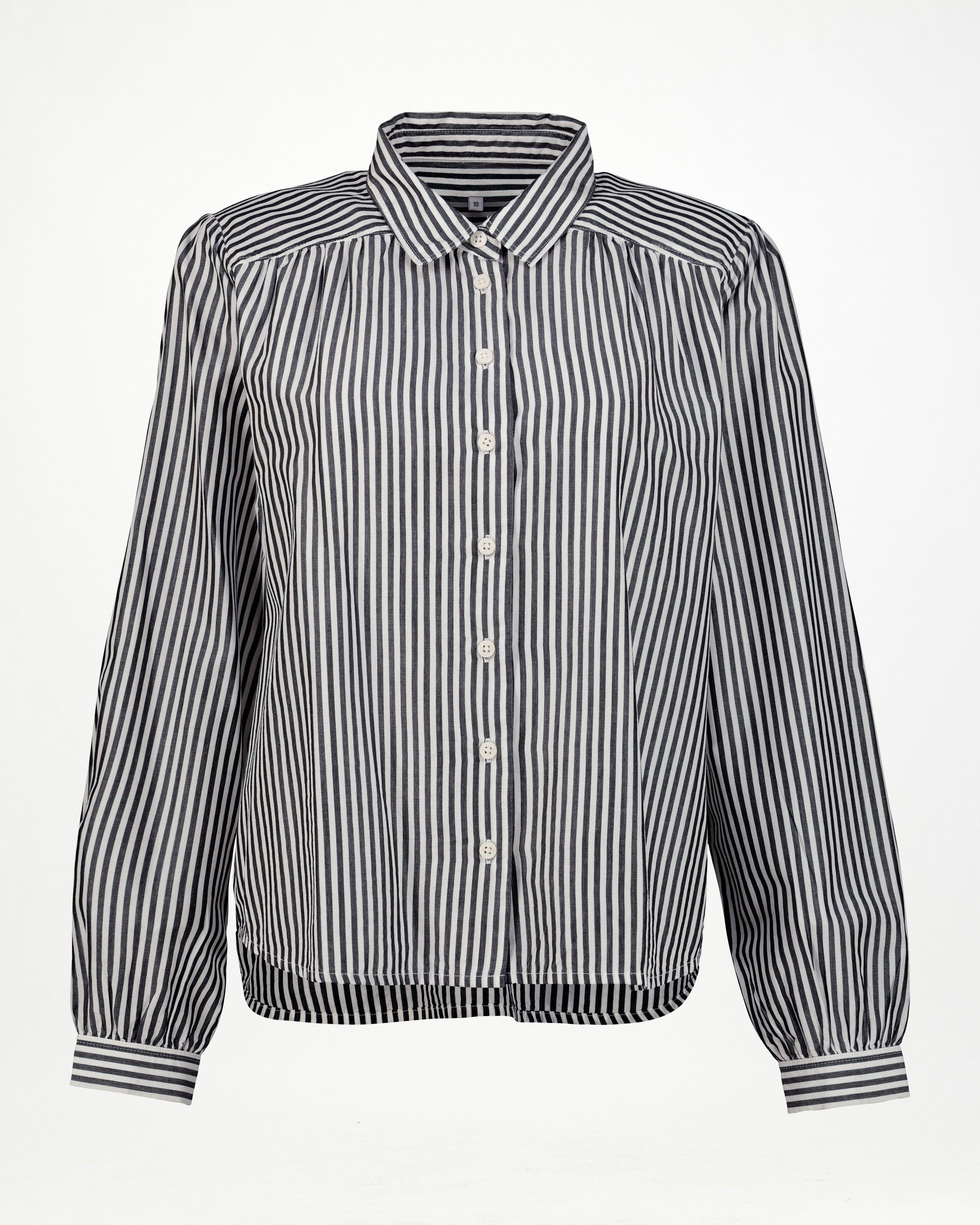 Women’s Myka Relaxed Fit Stripe Shirt  -  Black