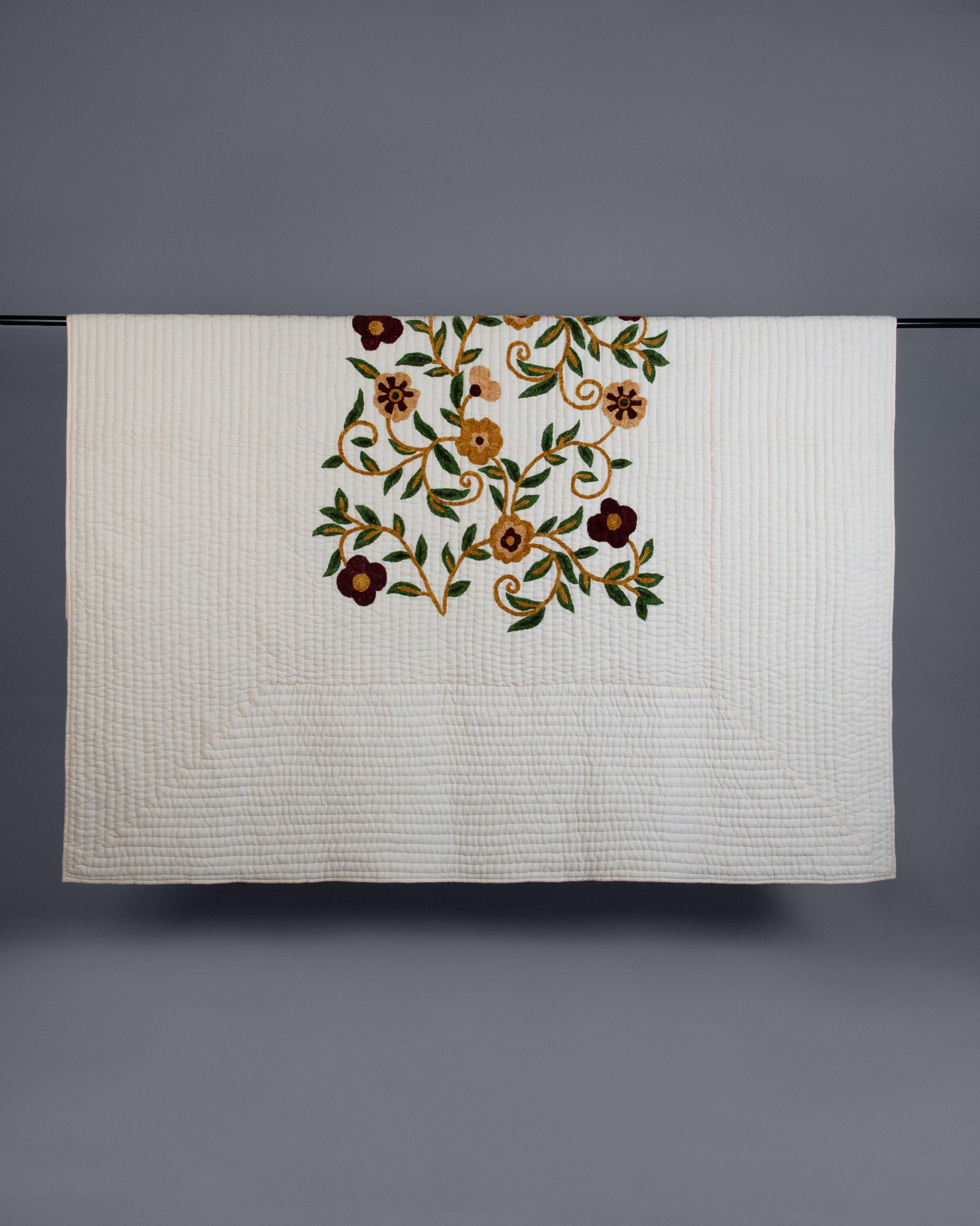 Alice Embroidered Quilt -  Milk