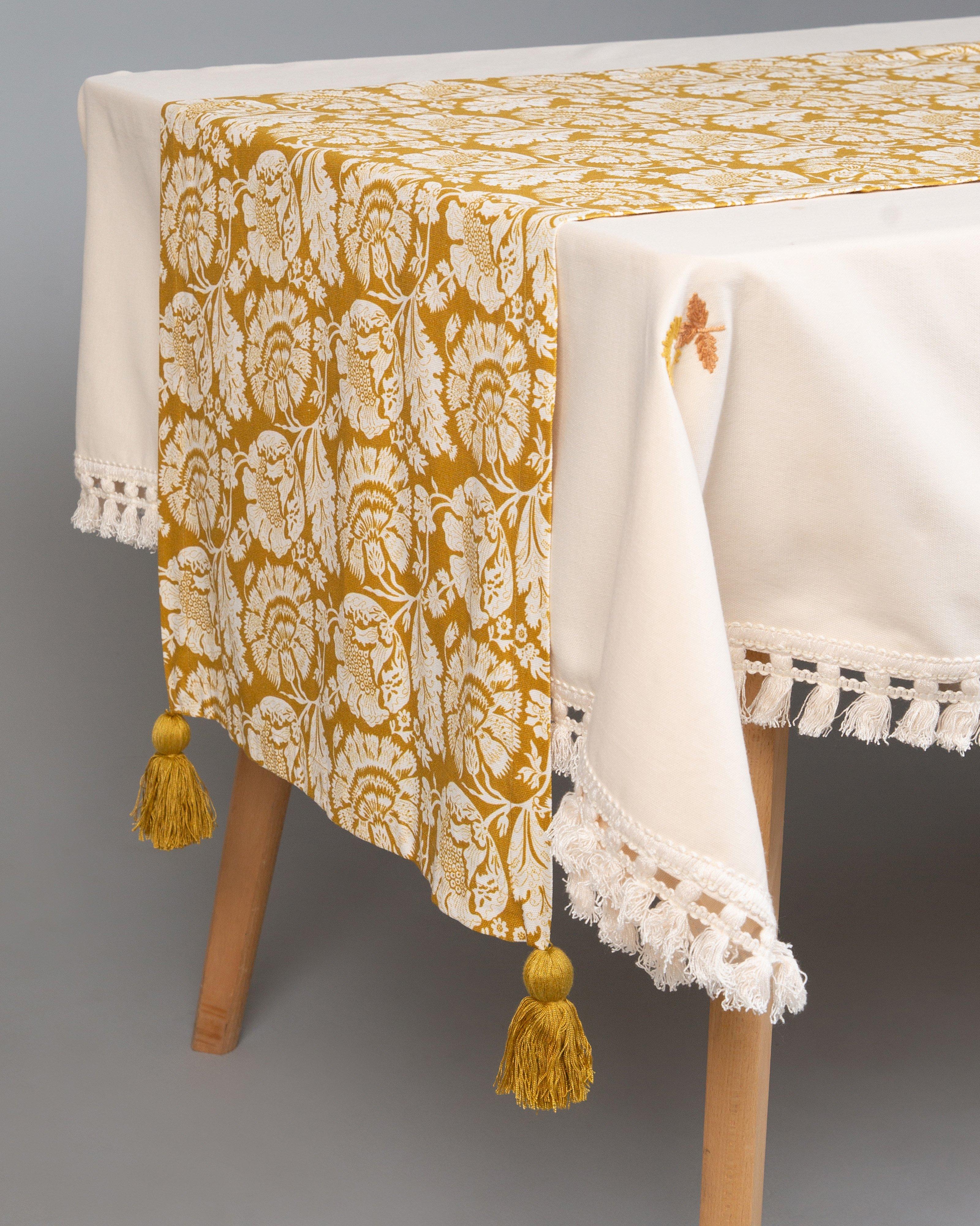 Owen Floral Runner with Tassels -  Rust