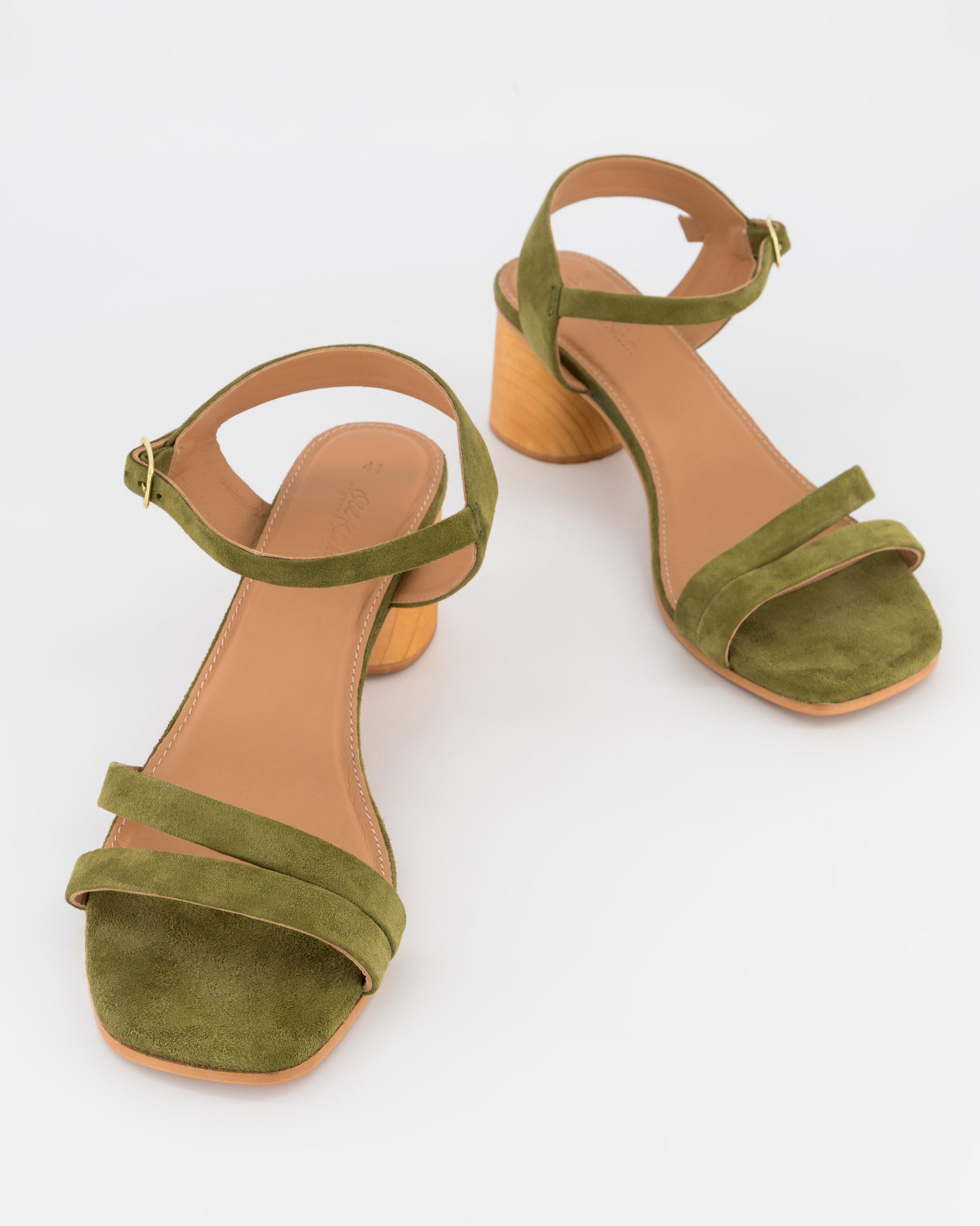 Women’s Freja Suede Leather Heel  -  Light Olive