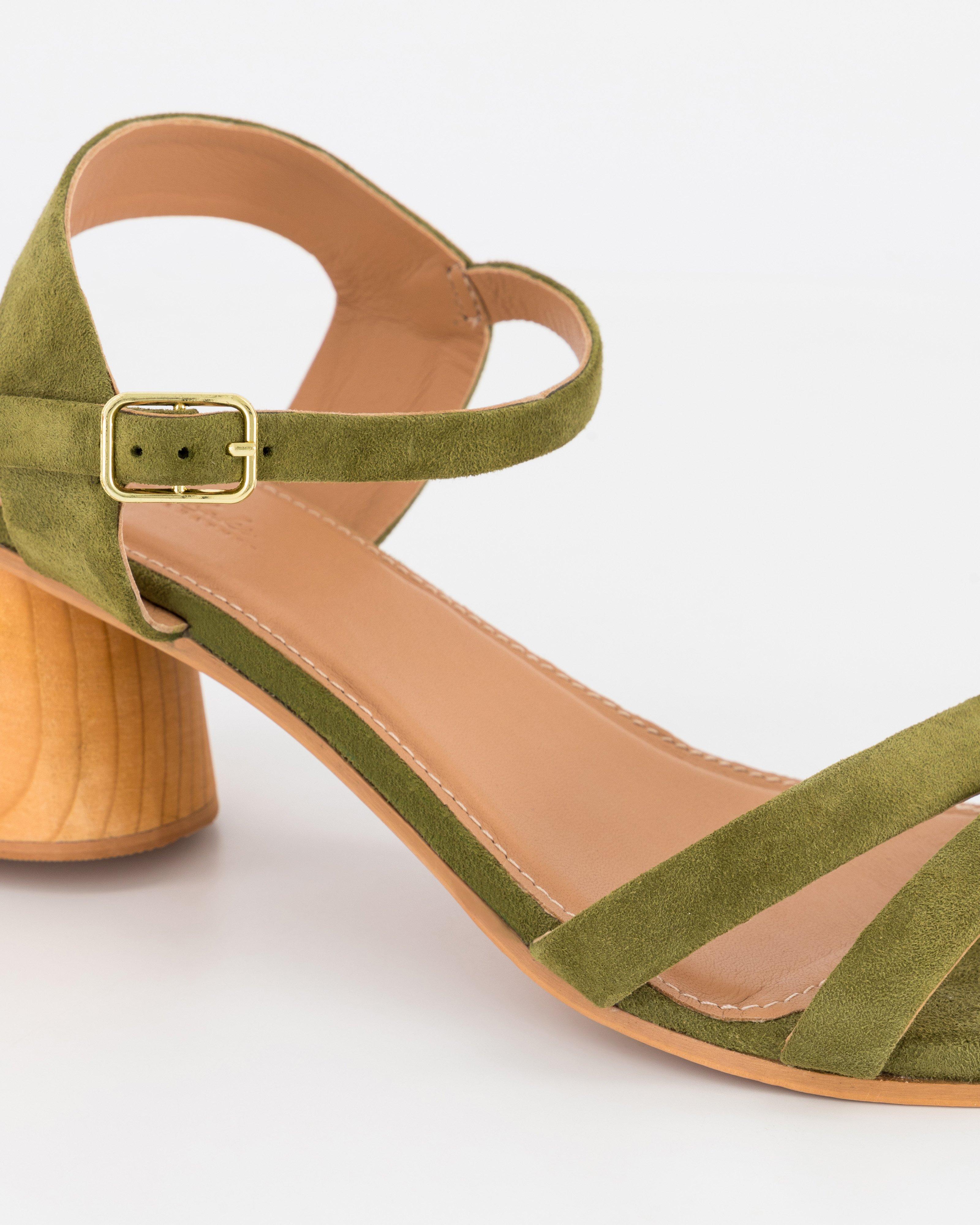 Women’s Freja Suede Leather Heel  -  Light Olive