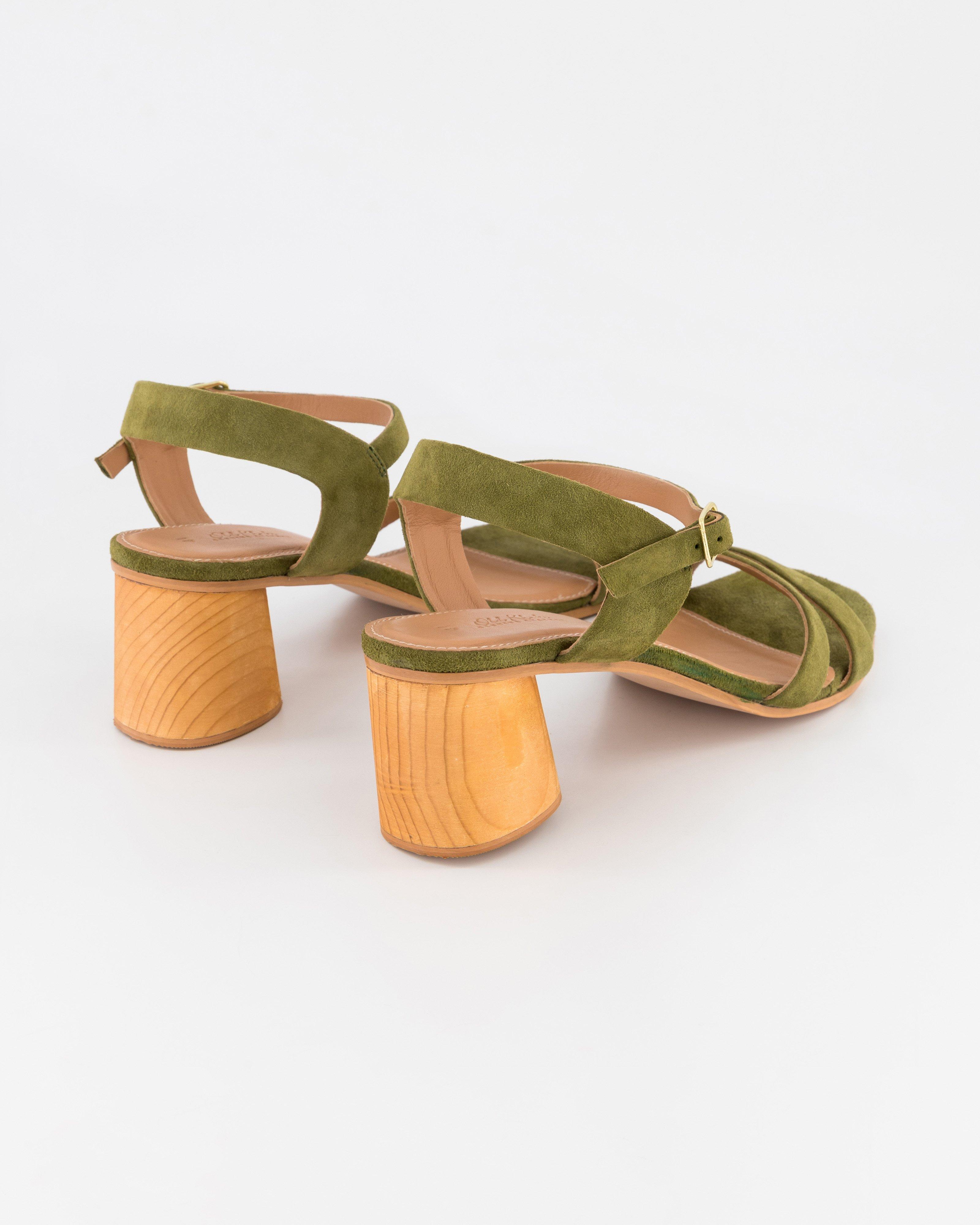 Women’s Freja Suede Leather Heel  -  Light Olive