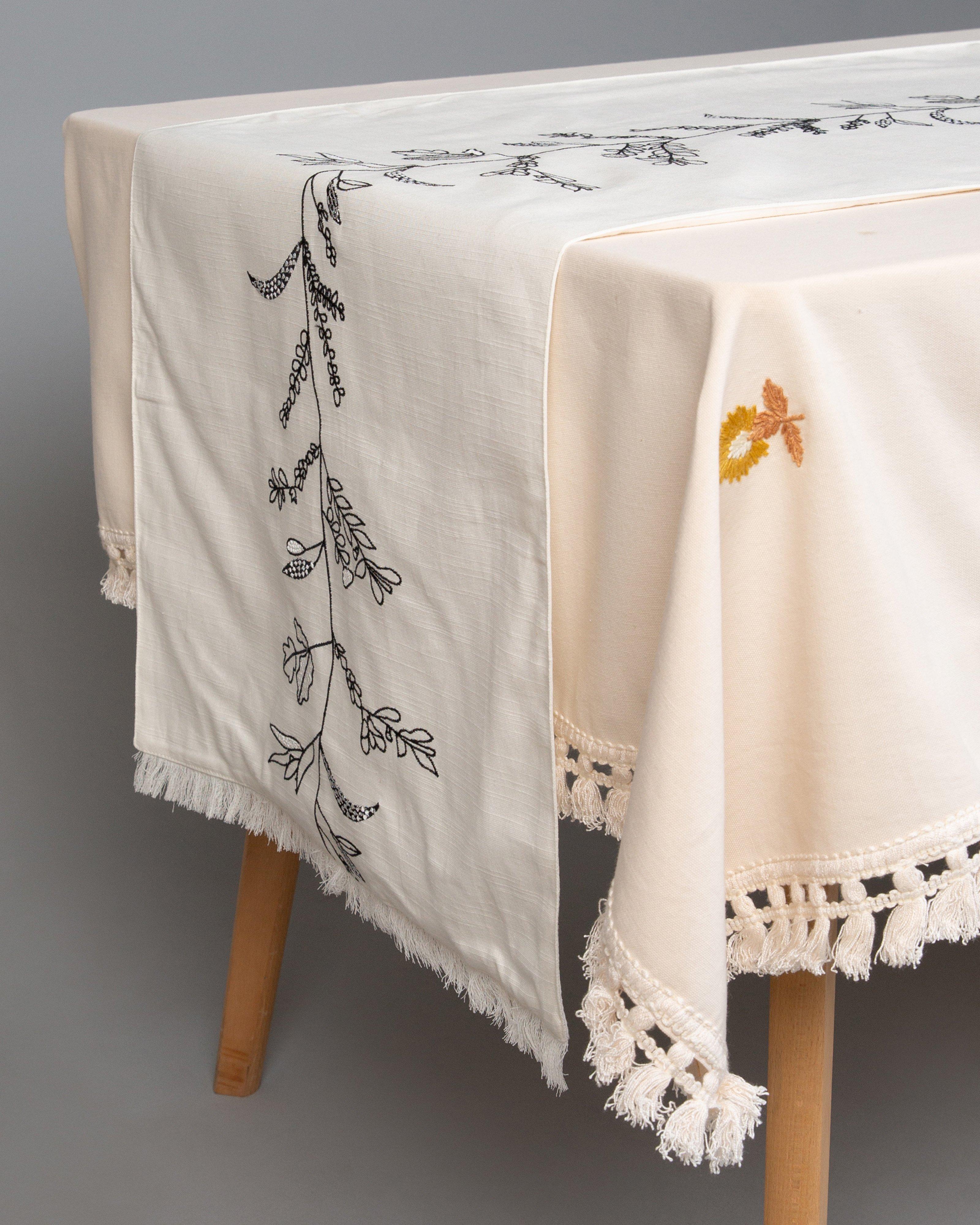 Floral Textured Runner -  Milk